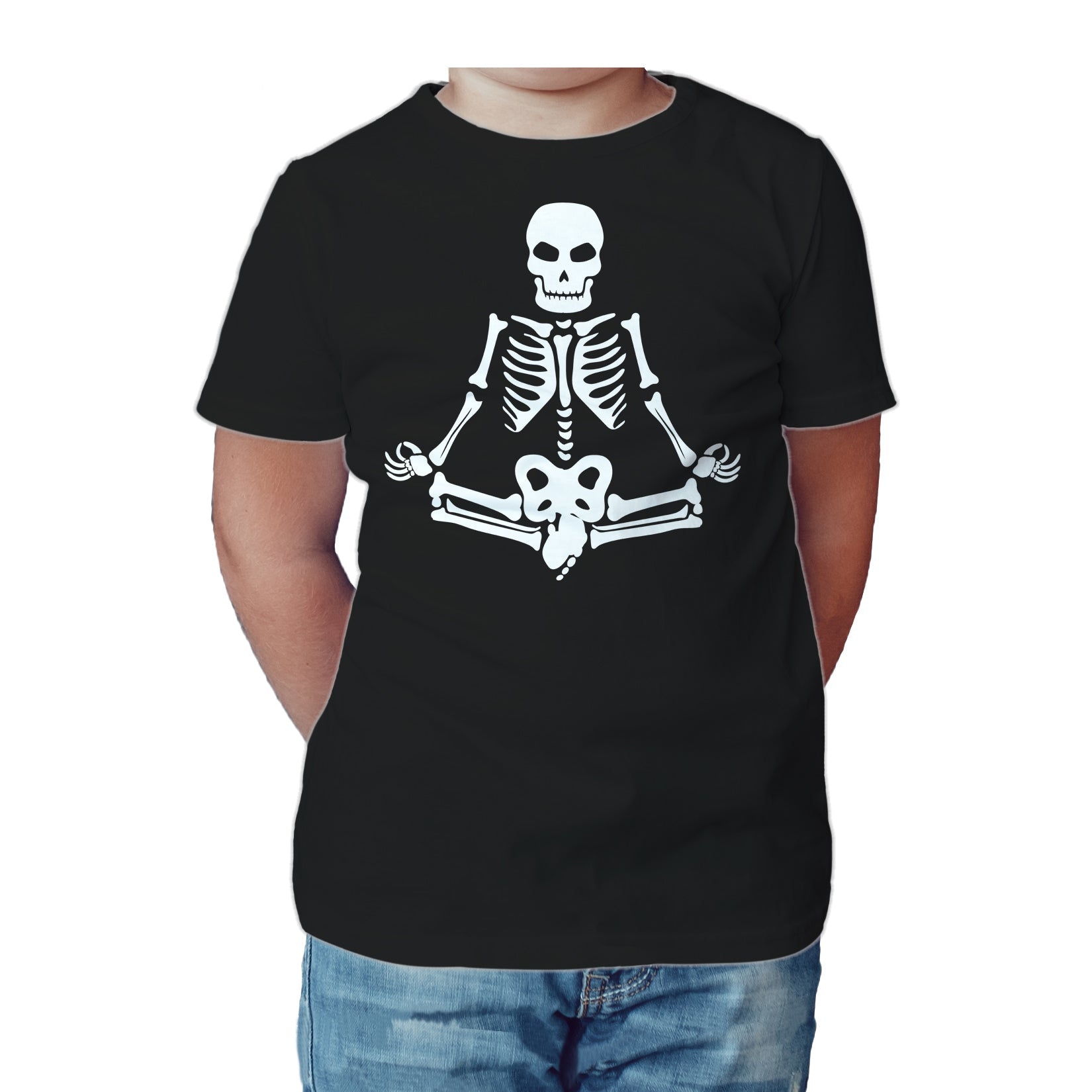 Halloween Day Of The Dead Namaste Lotus Skeleton Stencil Official Kid's T-shirt