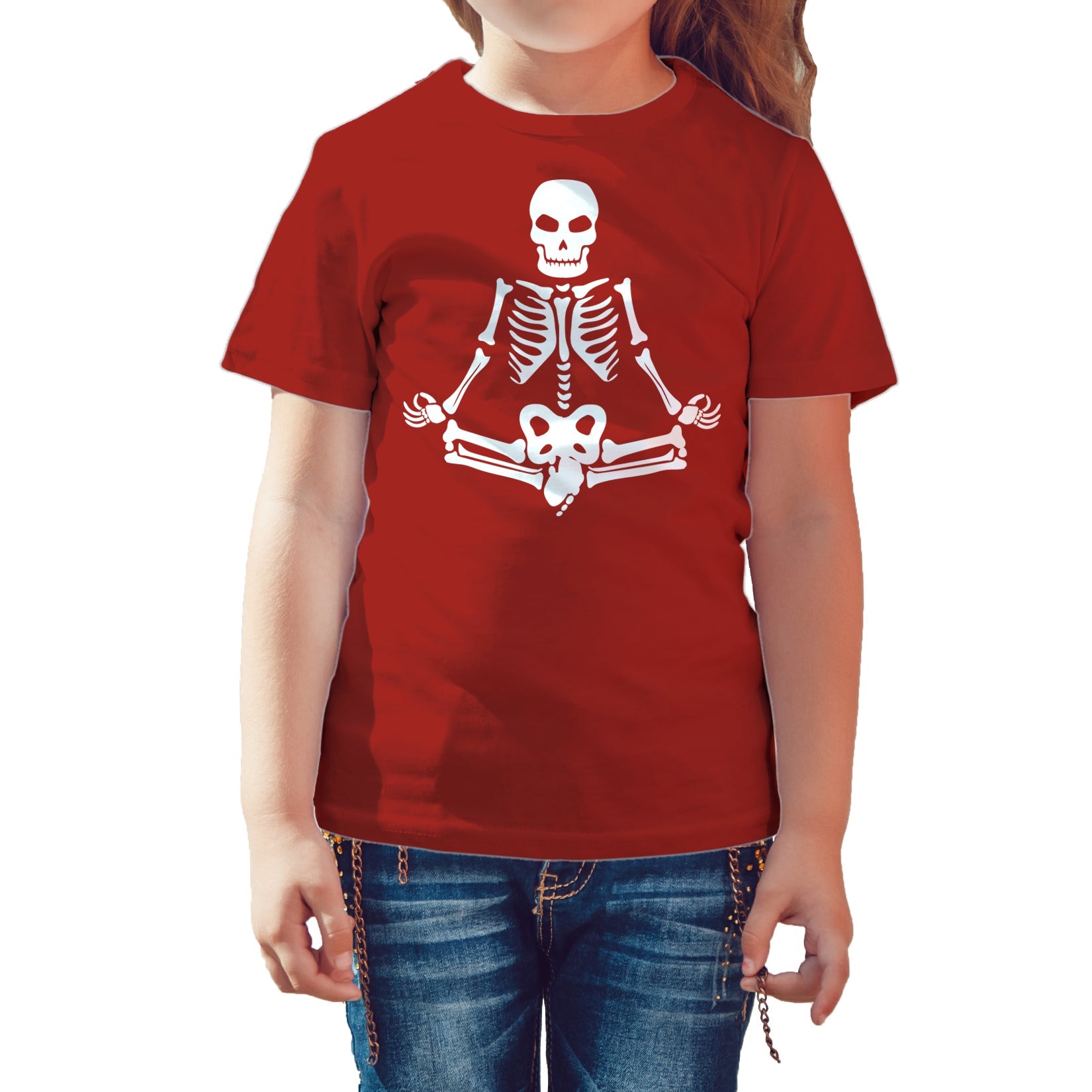Halloween Day Of The Dead Namaste Lotus Skeleton Stencil Official Kid's T-shirt