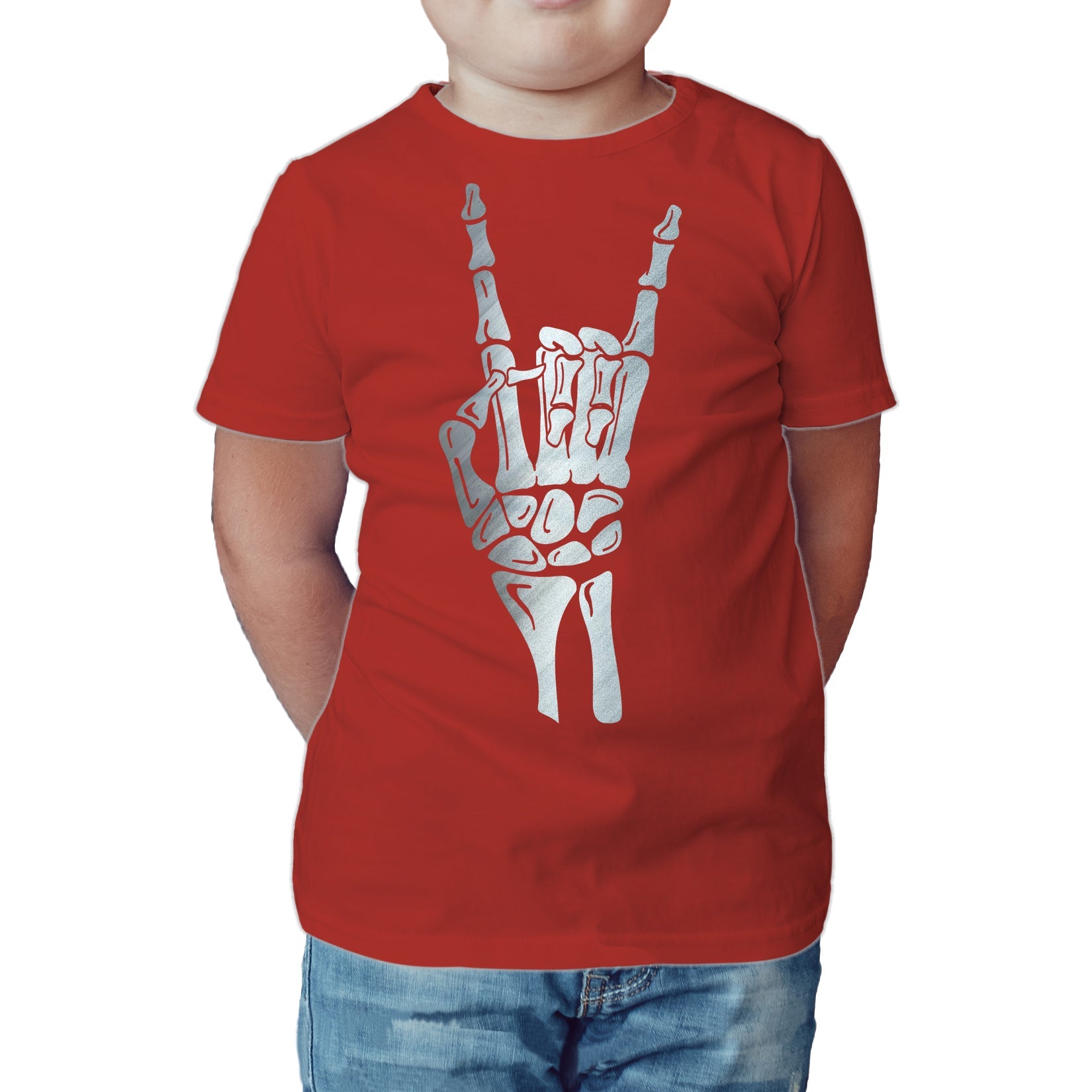 Halloween Day Of The Dead Occult Metal Horns Sign Skeleton Official Kid's T-shirt
