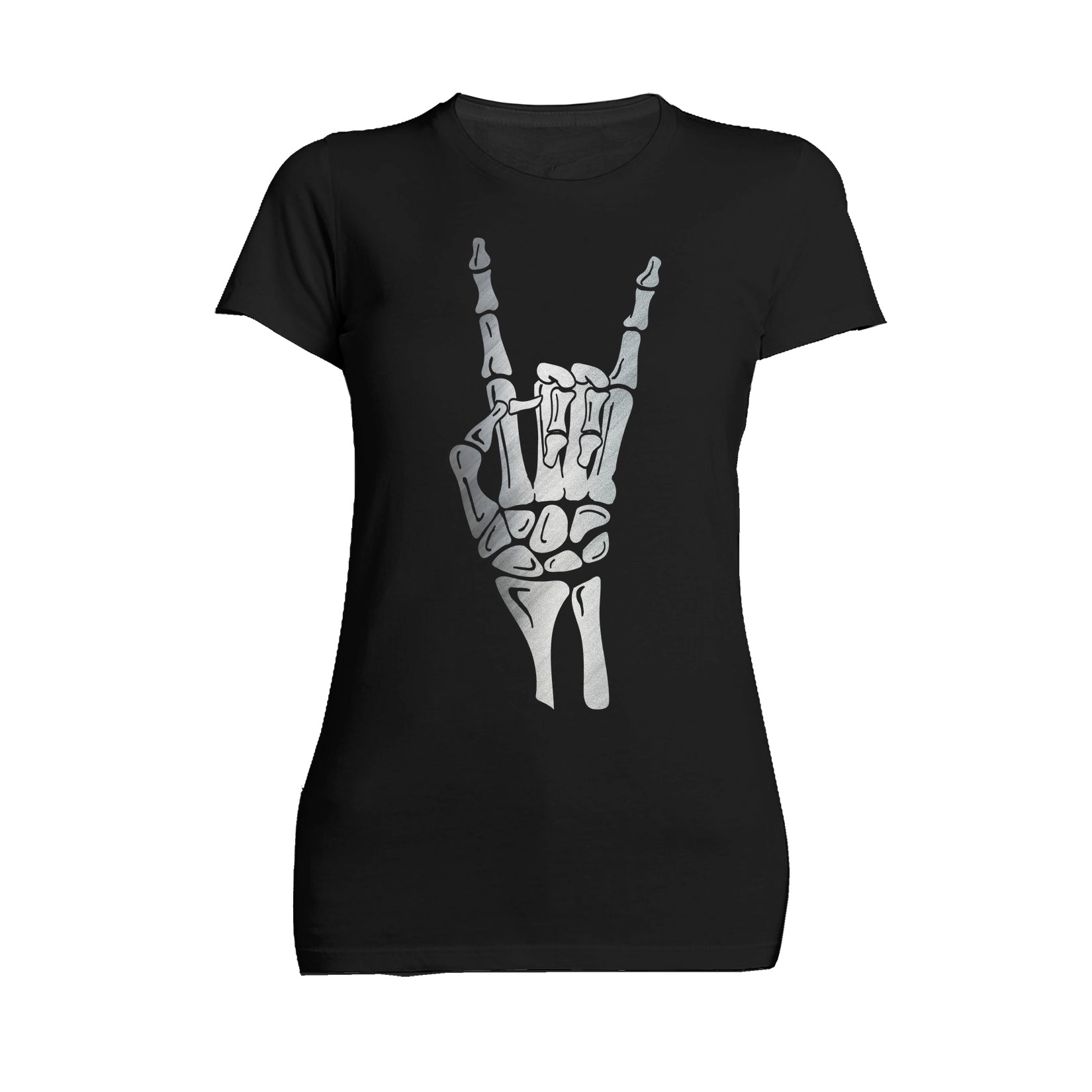 Halloween Day Of The Dead Occult Metal Horns Sign Skeleton Official Women's T-shirt