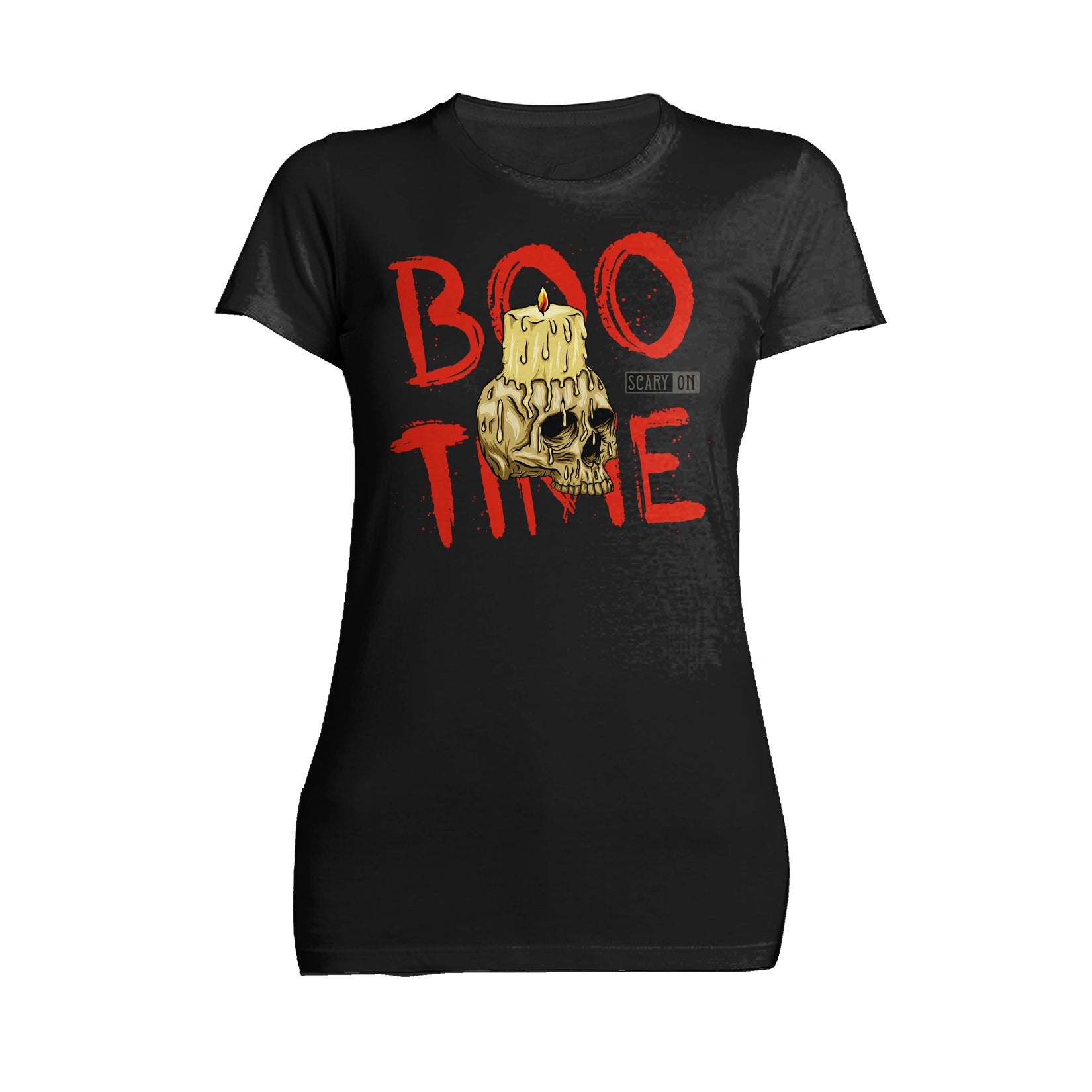 Halloween Horror Boo Time Skull Candle Scary Retro 80s Official Women's T-shirt