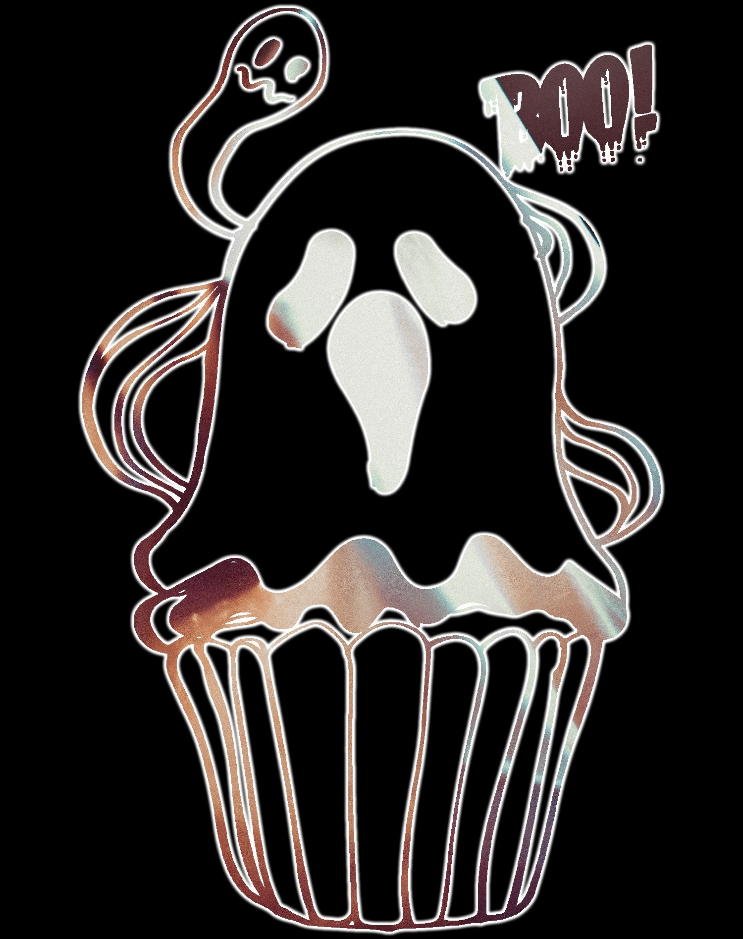 Halloween Horror Cupcake Ghost Boo Graffiti Stencil Art Official Men's T-shirt