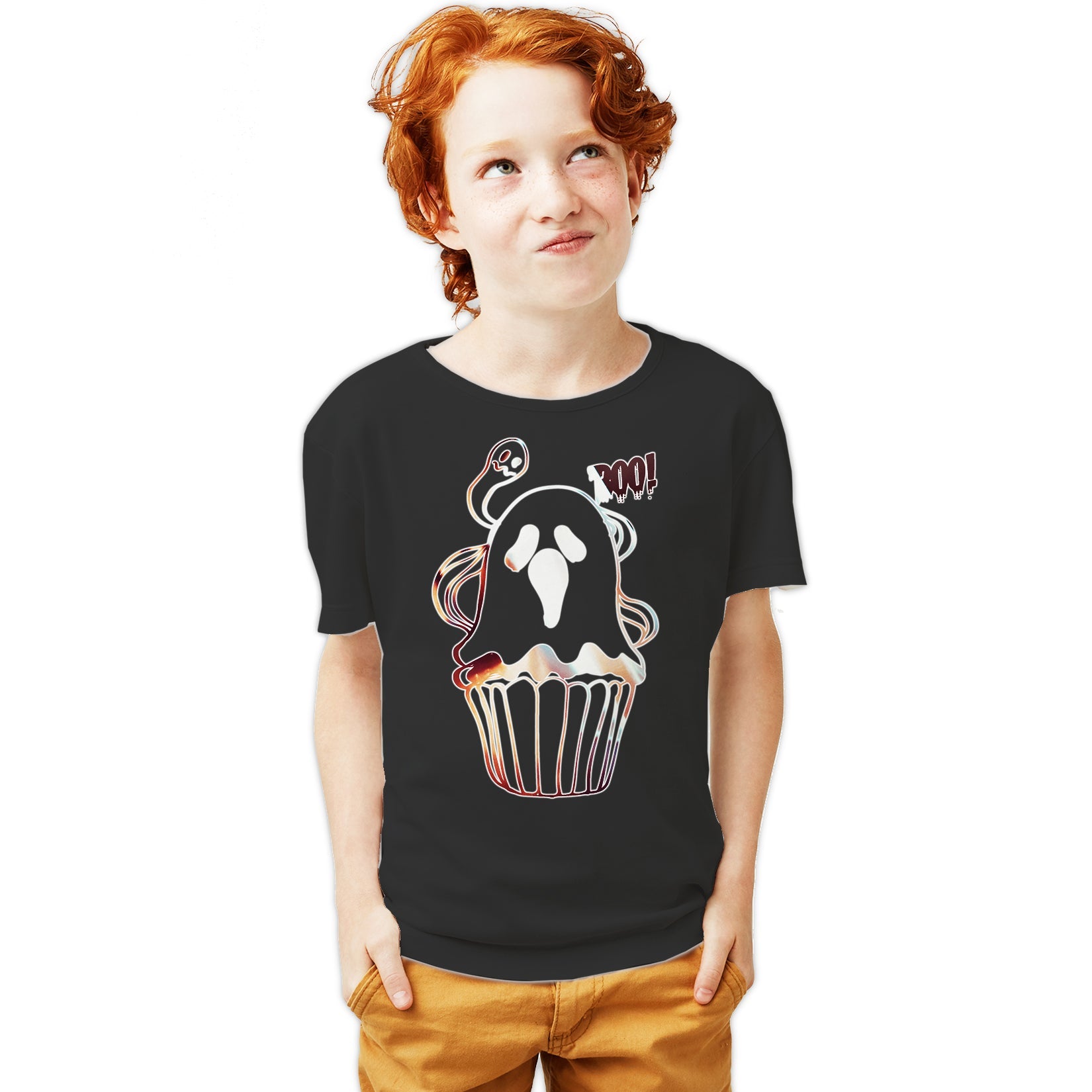 Halloween Horror Cupcake Ghost Boo Graffiti Stencil Art Cool Official Youth T-shirt