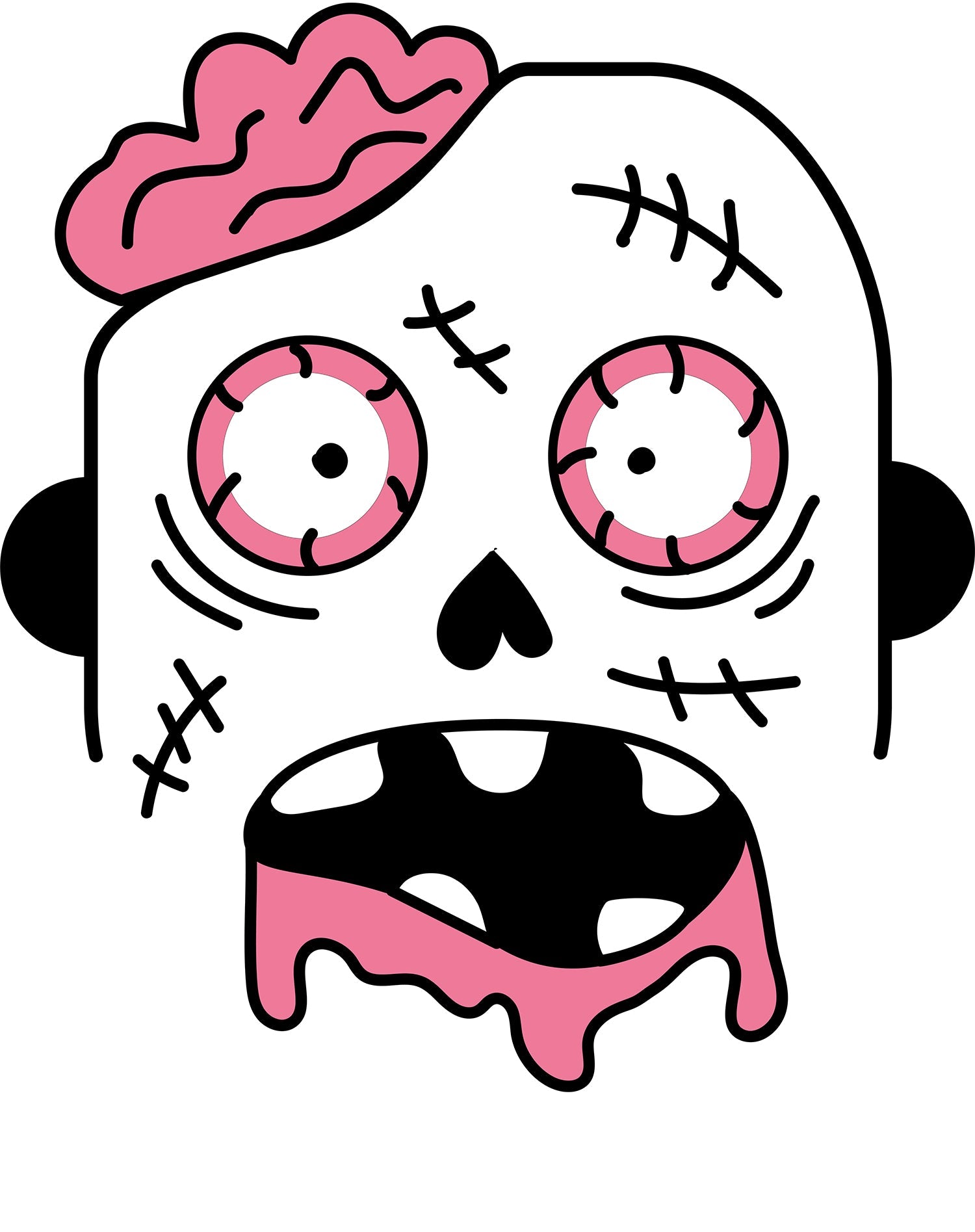 Halloween Horror Cute Zombie Brains Urban Stencil Art Scary Official Women's T-shirt