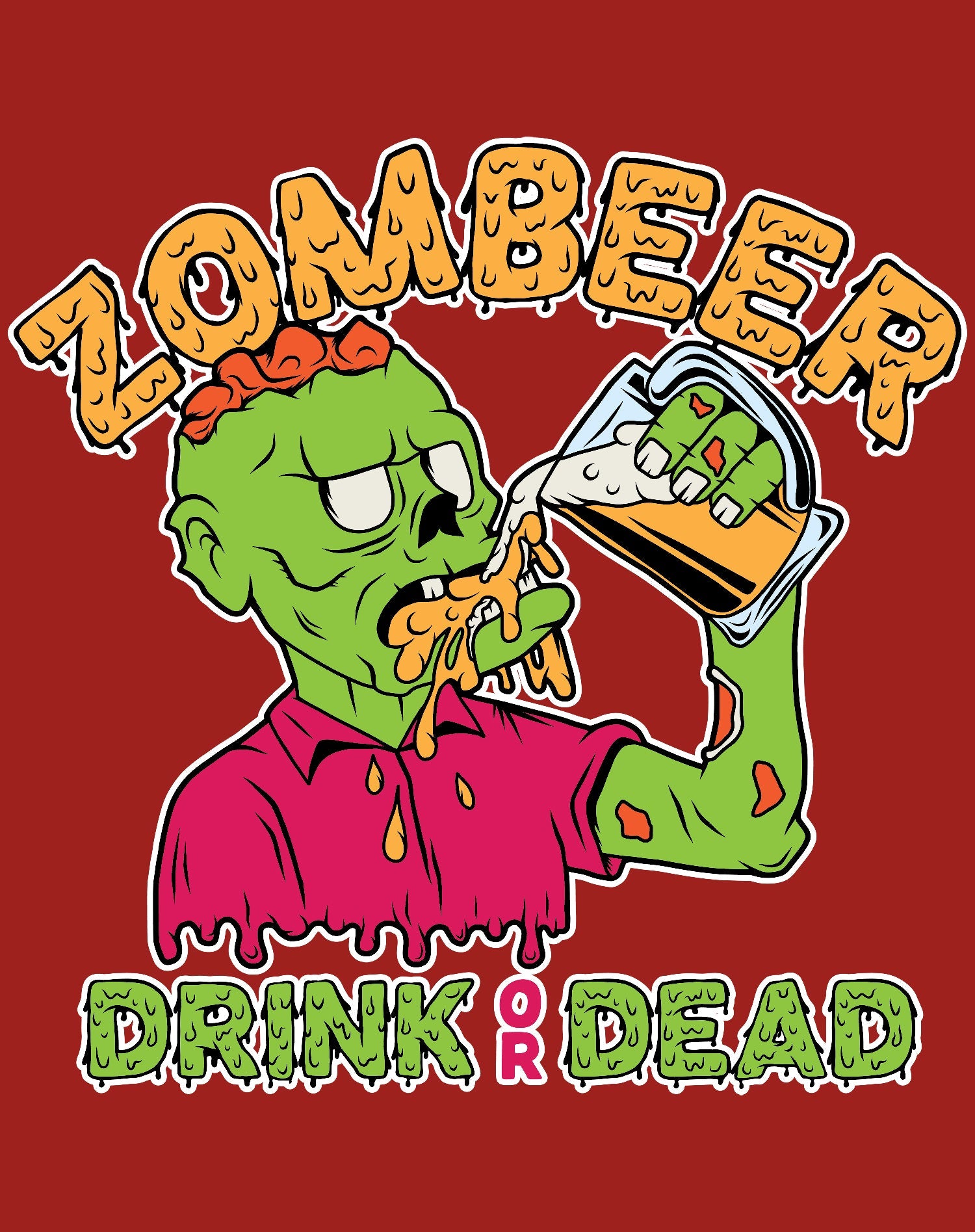 Halloween Horror Drunk Zombie Zombeer Drink Or Dead Beer Official Men's T-shirt