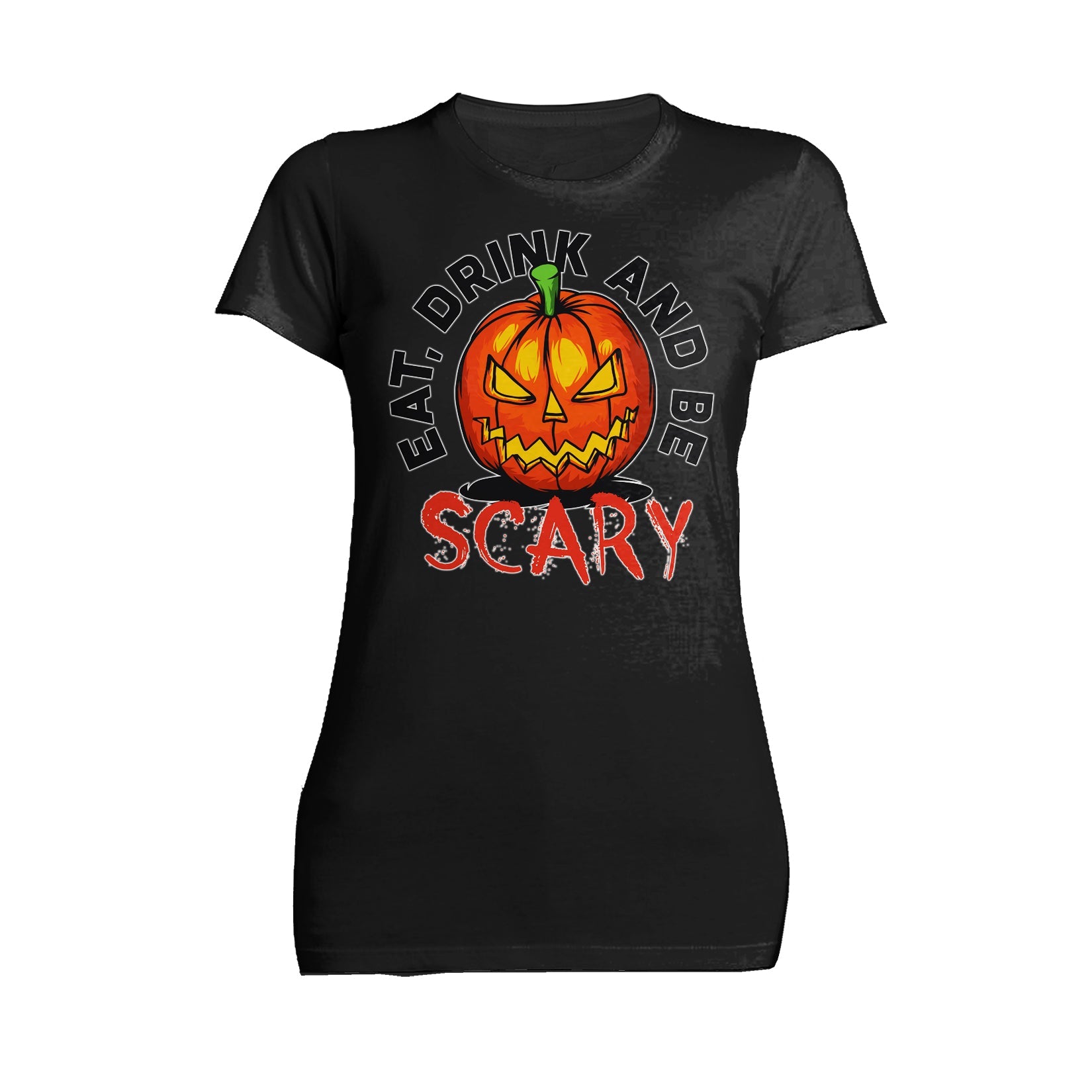 Halloween Horror Eat Drink And Be Scary Pumpkin Retro 80 Official Women's T-shirt