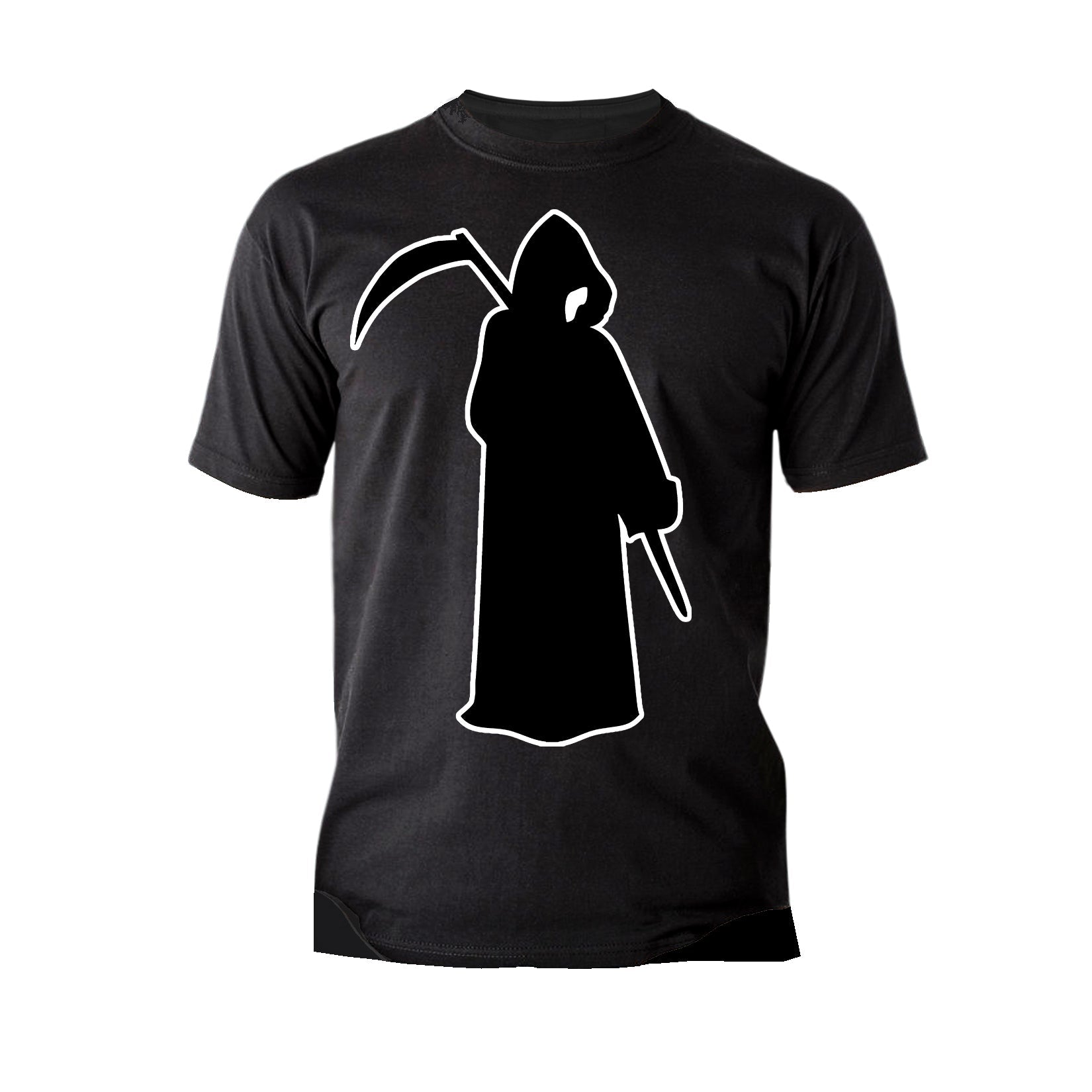 Halloween Horror Grim Reaper Angel Of Death Stencil Scythe Official Men's T-shirt