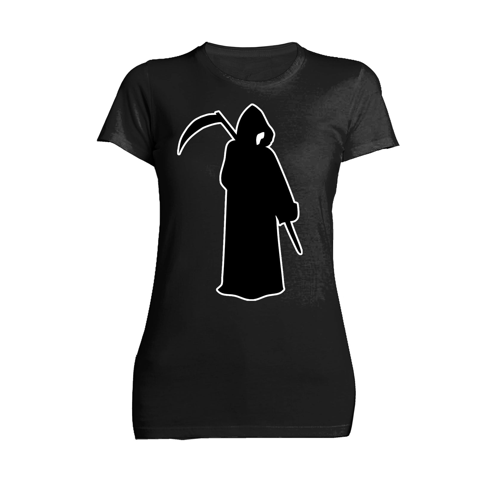 Halloween Horror Grim Reaper Angel Of Death Stencil Scythe Official Women's T-shirt