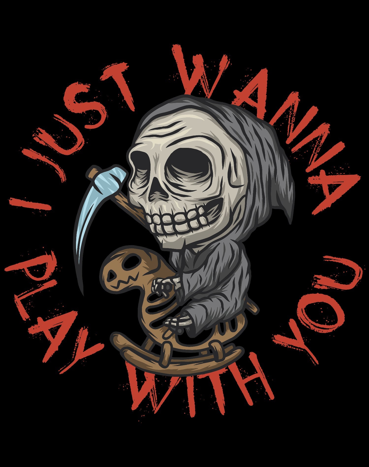 Halloween Horror Grim Reaper Want To Play Scary Retro 80s Official Women's T-shirt