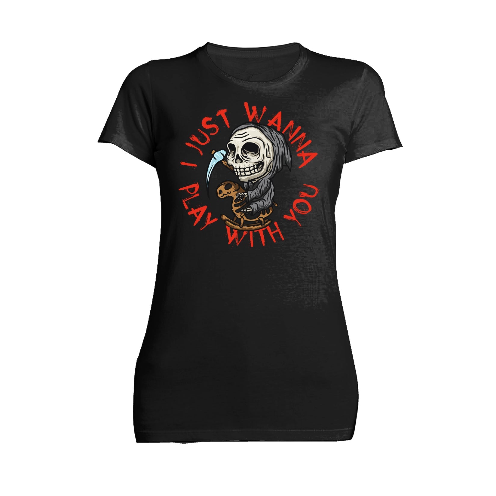 Halloween Horror Grim Reaper Want To Play Scary Retro 80s Official Women's T-shirt
