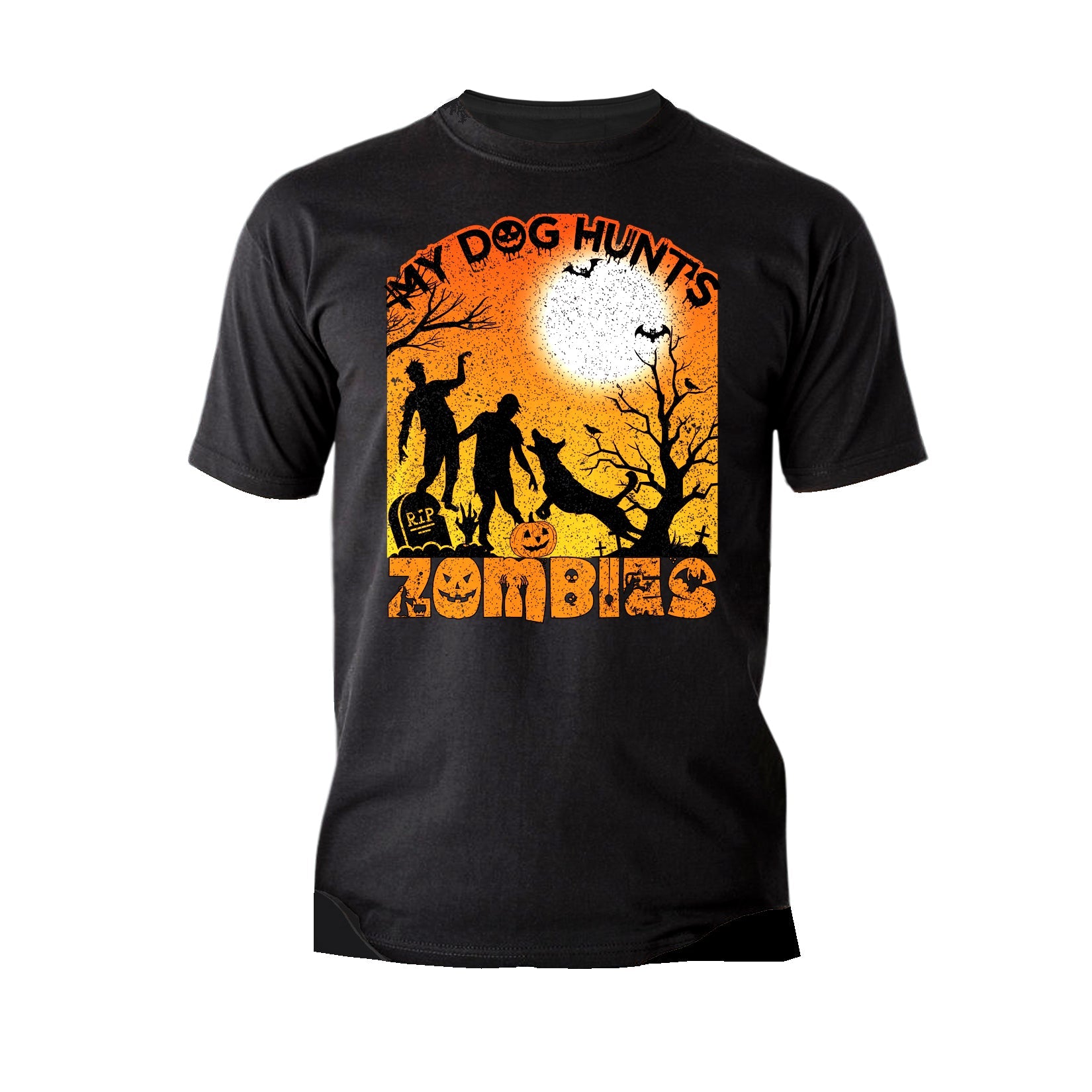 Halloween Horror My Dog Hunts Zombies Graveyard Scary Funny Official Men's T-shirt