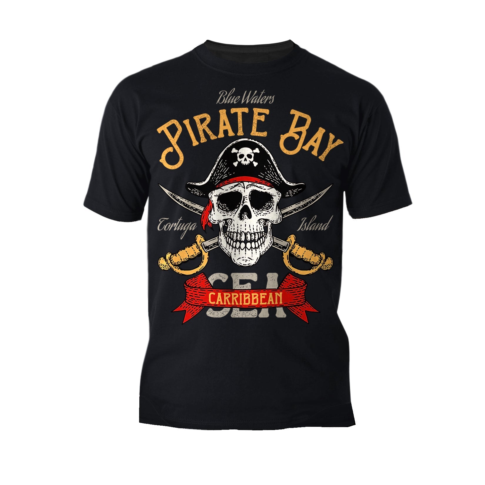 Halloween Horror Pirate Bay Caribbean Skull Swords Tortuga Official Men's T-shirt