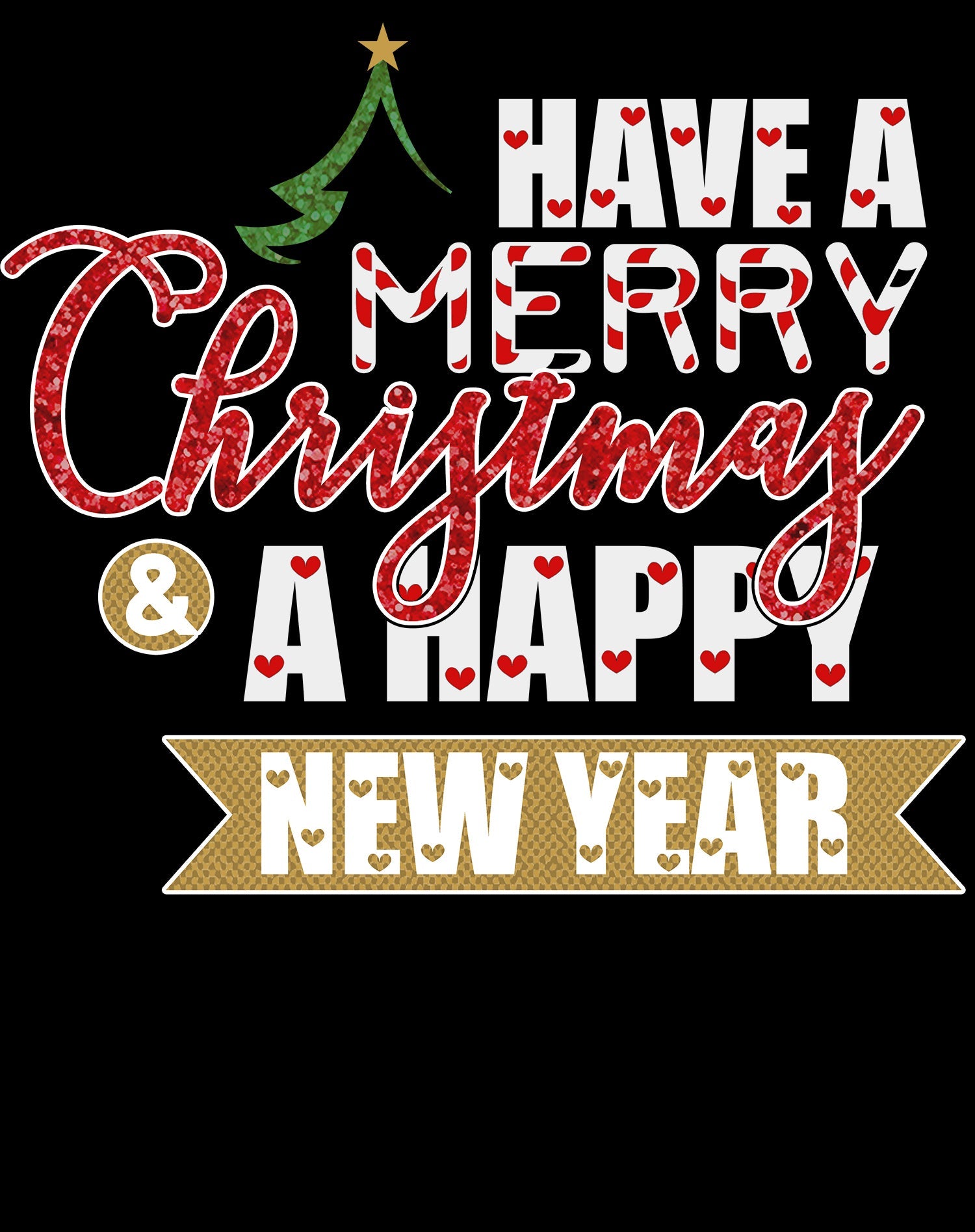 NYE Merry Christmas Happy New Year Hearts Party Xmas Eve Men's T-Shirt