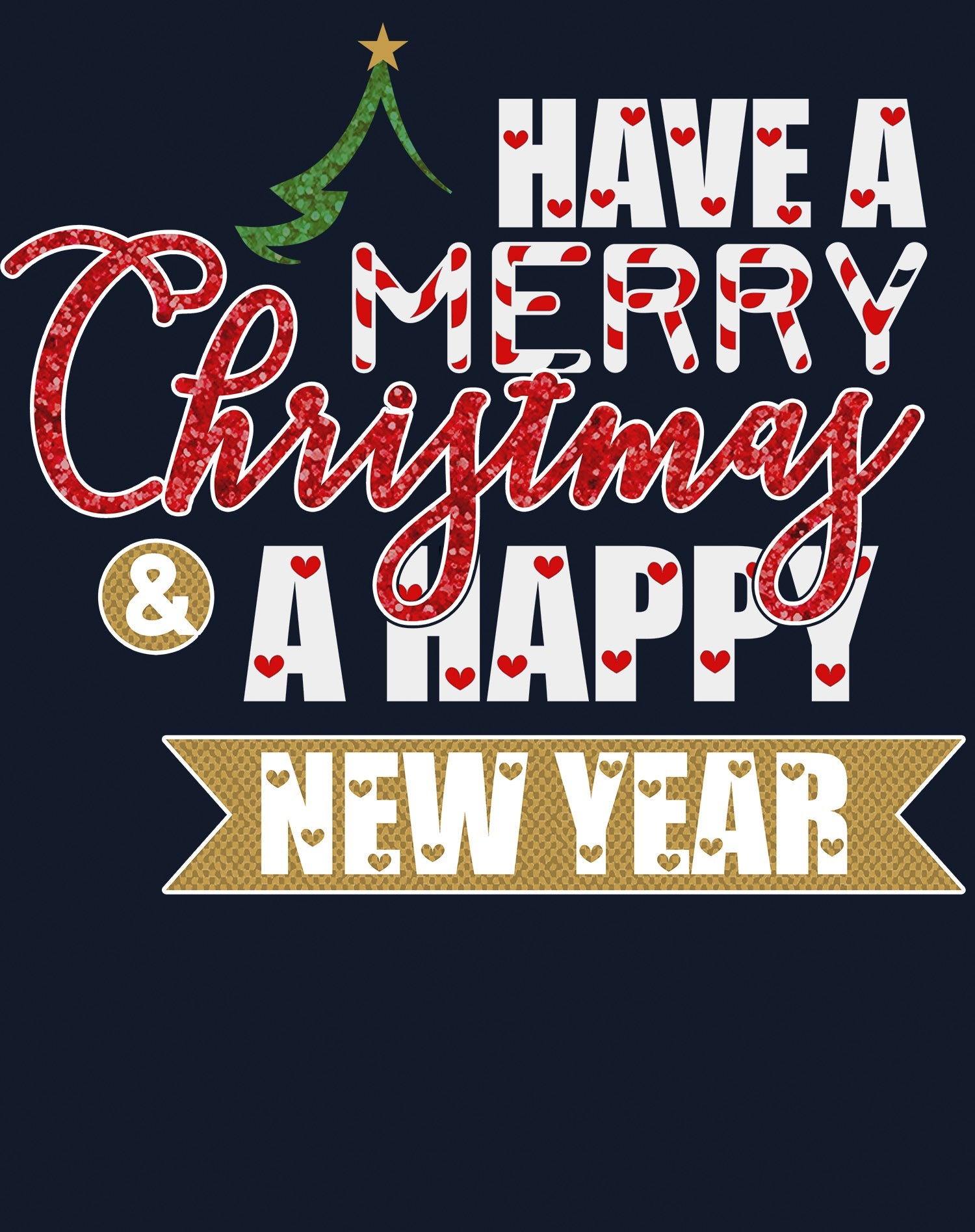 NYE Merry Christmas Happy New Year Hearts Party Xmas Eve Men's T-Shirt