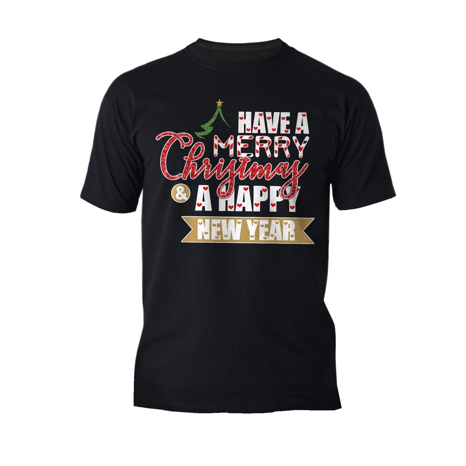 NYE Merry Christmas Happy New Year Hearts Party Xmas Eve Men's T-Shirt