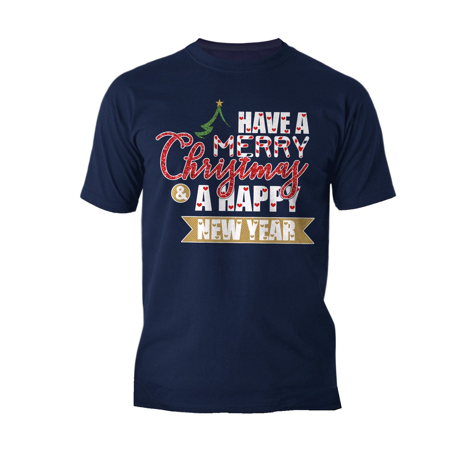 NYE Merry Christmas Happy New Year Hearts Party Xmas Eve Men's T-Shirt