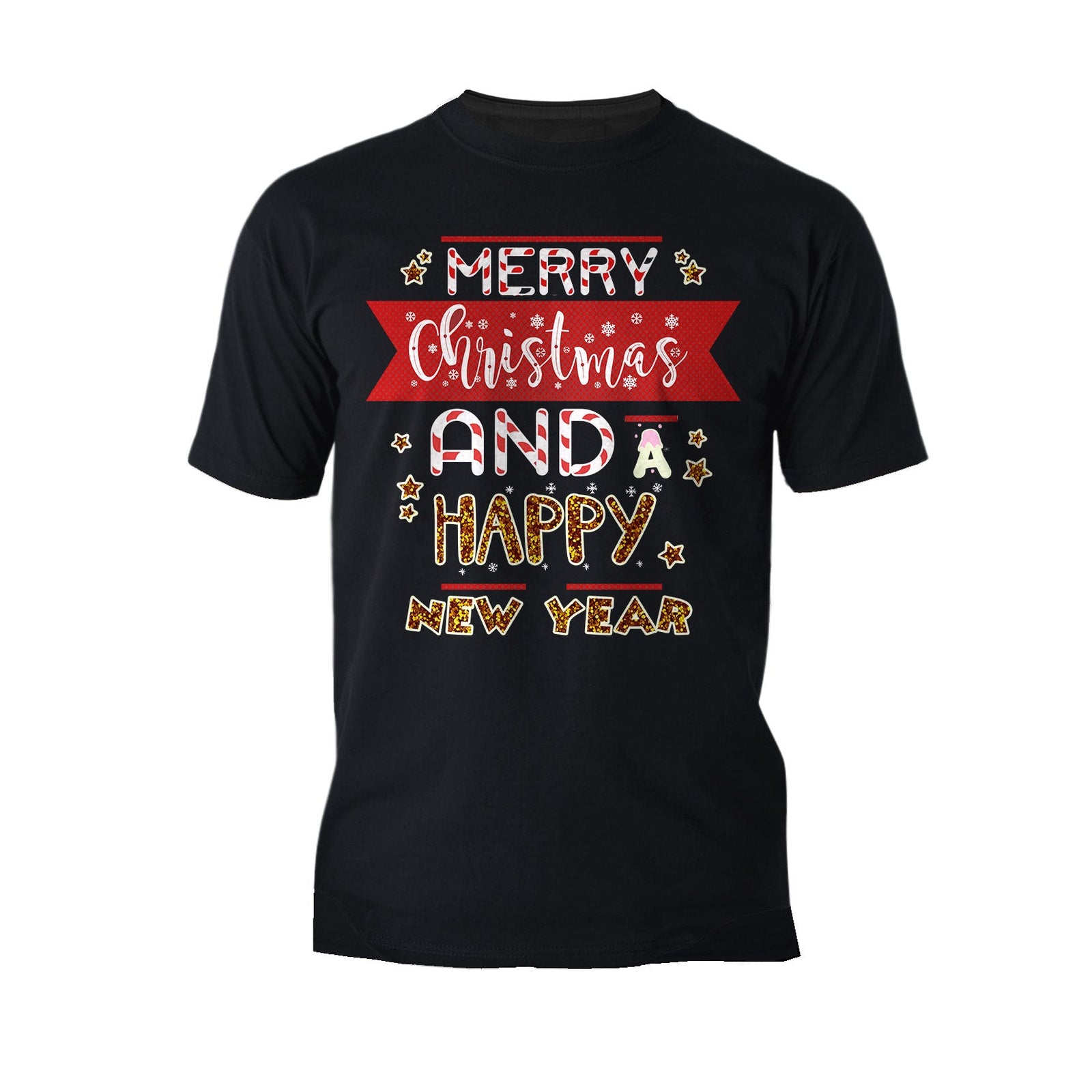 NYE Merry Christmas Stripes Happy New Year Sparkle Party Men's T-Shirt