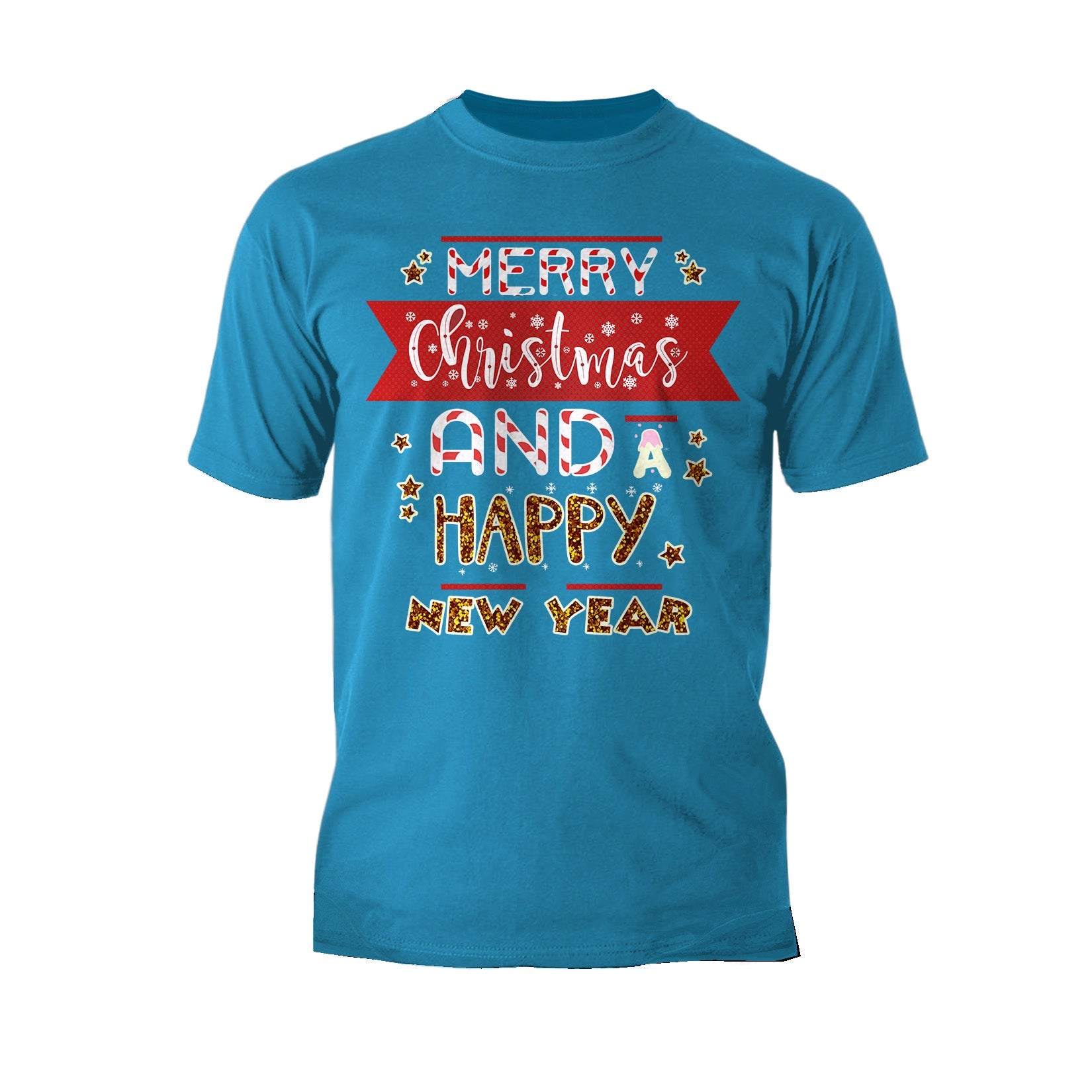 NYE Merry Christmas Stripes Happy New Year Sparkle Party Men's T-Shirt