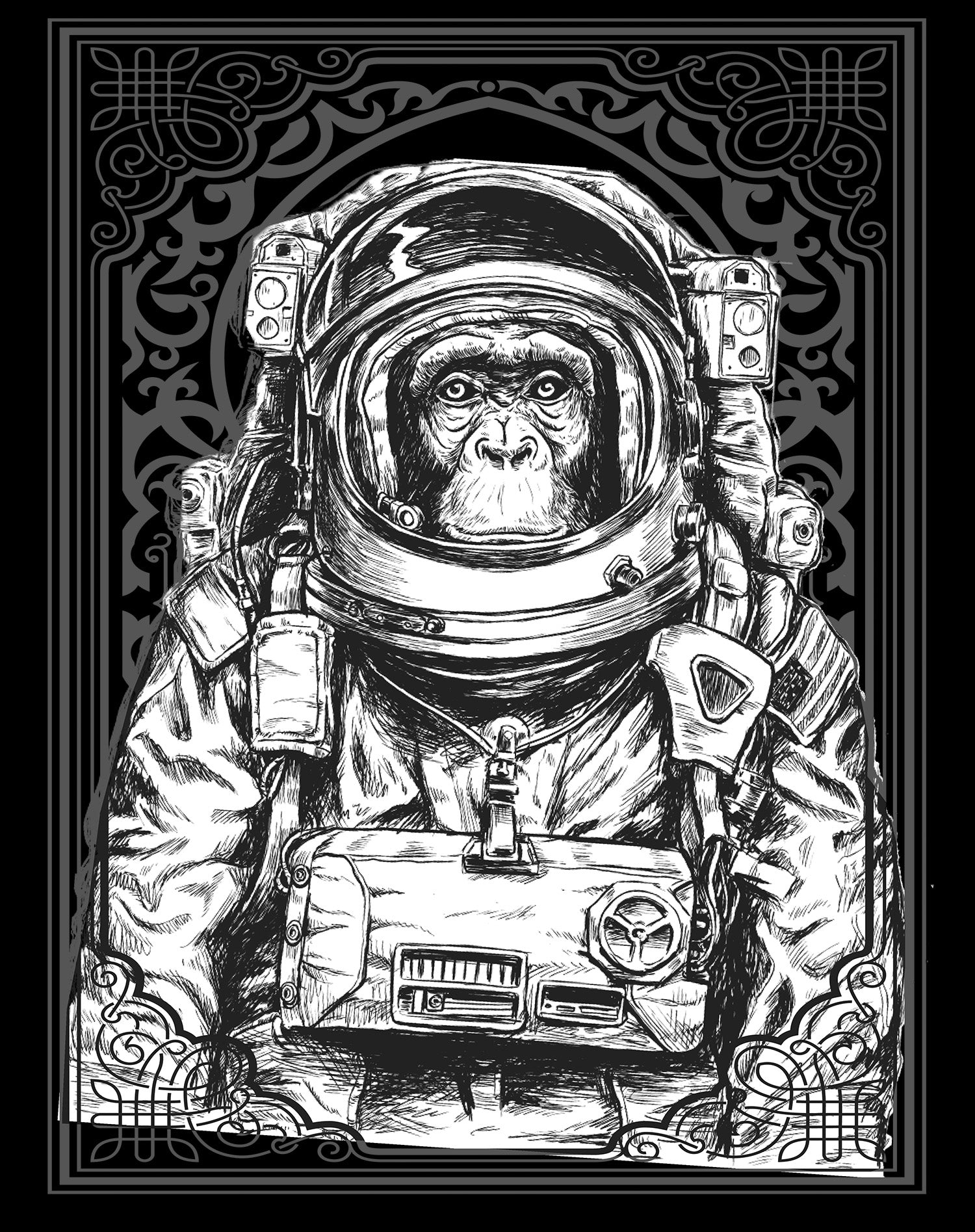 Science Space Monkey Astronaut Launch Nerdy Geek Chic Ironic Official Youth T-shirt