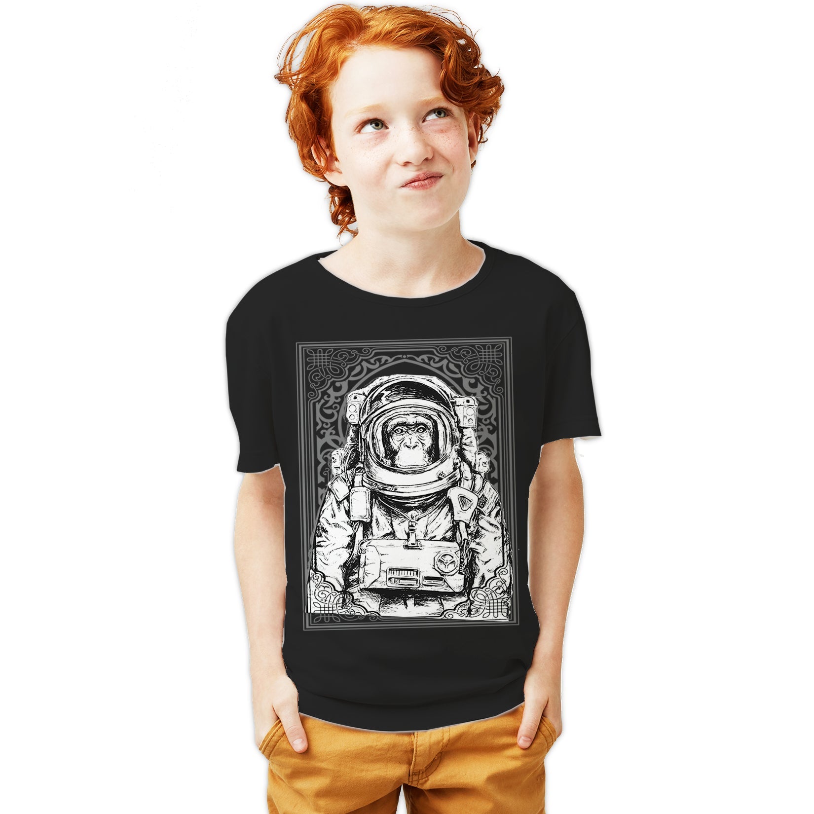 Science Space Monkey Astronaut Launch Nerdy Geek Chic Ironic Official Youth T-shirt