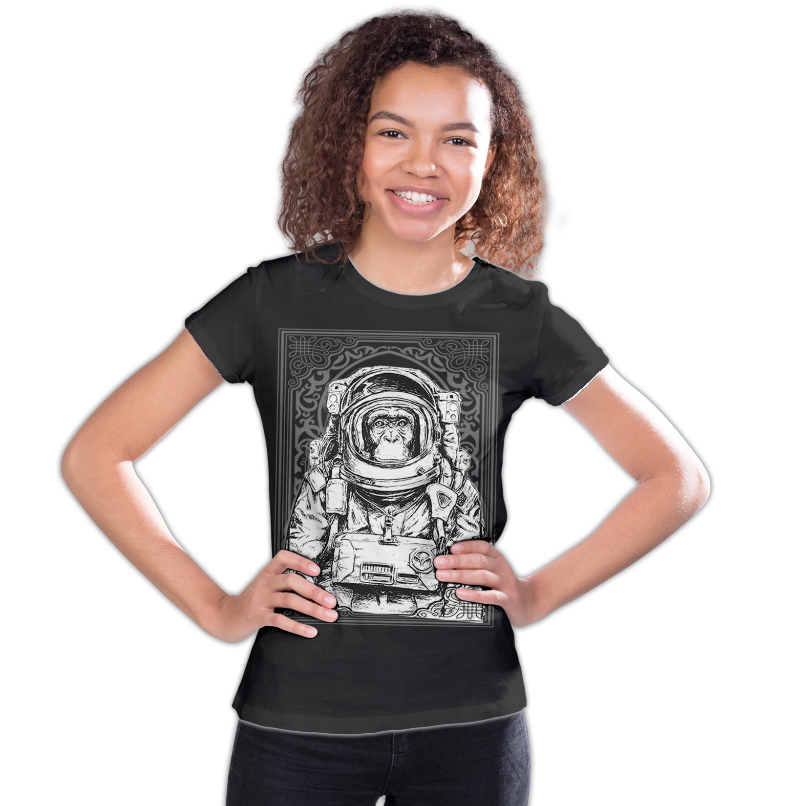Science Space Monkey Astronaut Launch Nerdy Geek Chic Ironic Official Youth T-shirt