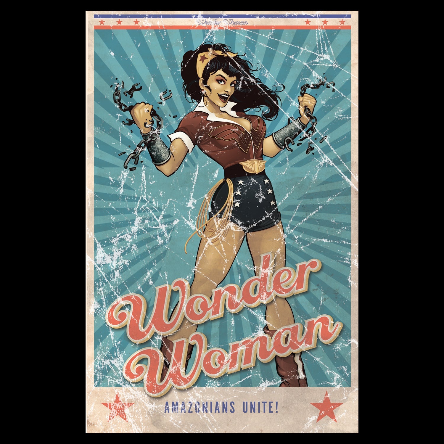 DC Comics Bombshells Wonder Woman Cover Unite Official Women's T-shirt ()
