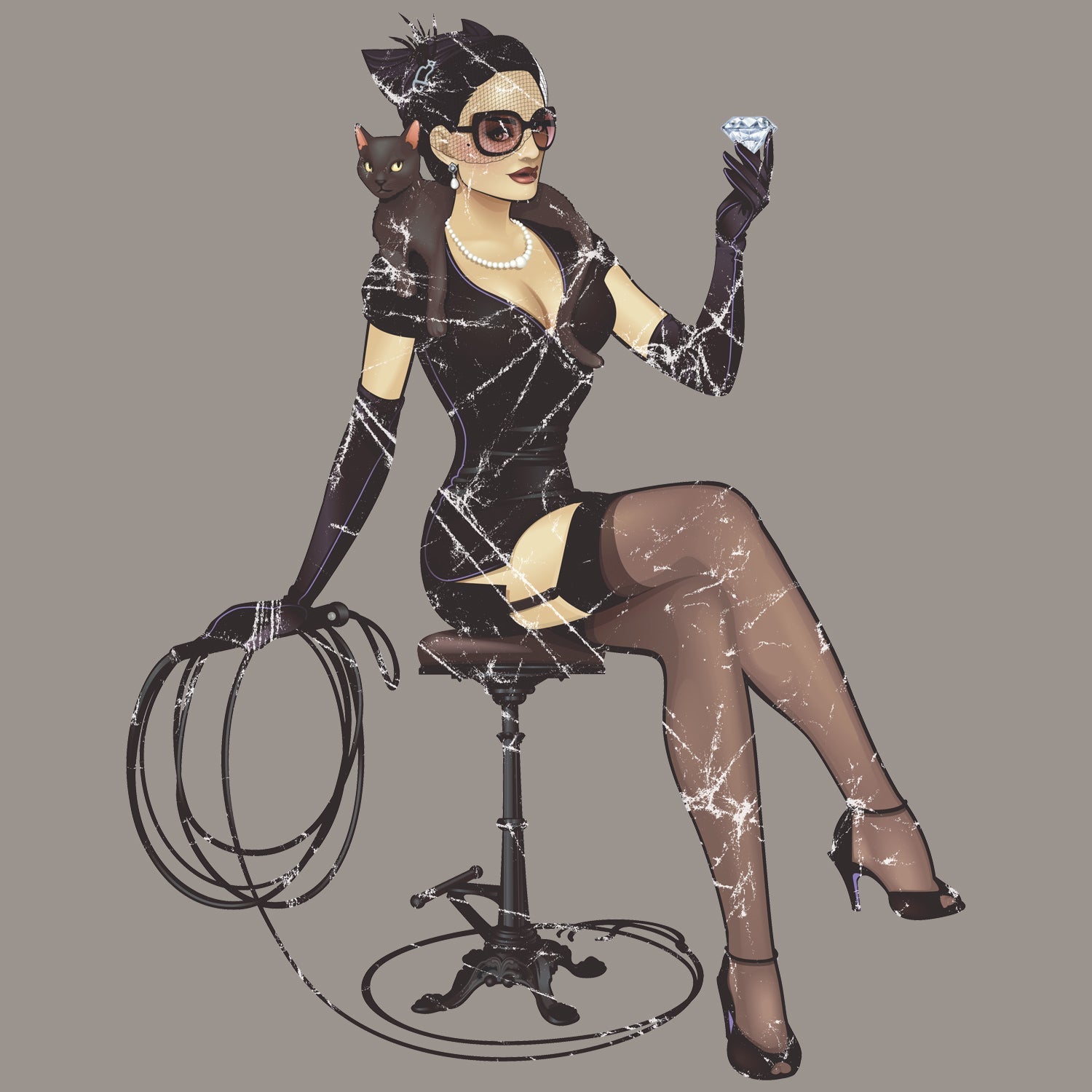 DC Comics Bombshells Catwoman Wine Official Women's T-shirt ()