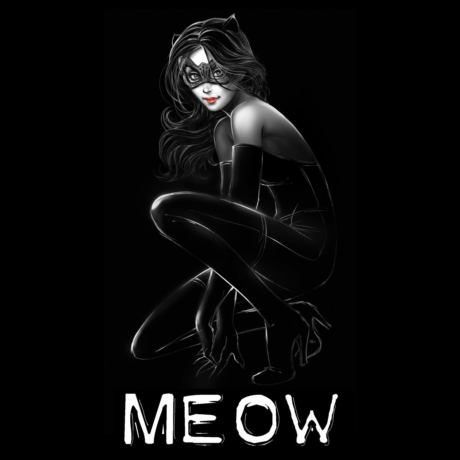 DC Comics Catwoman Text Meow 01 Official Women's T-Shirt ()