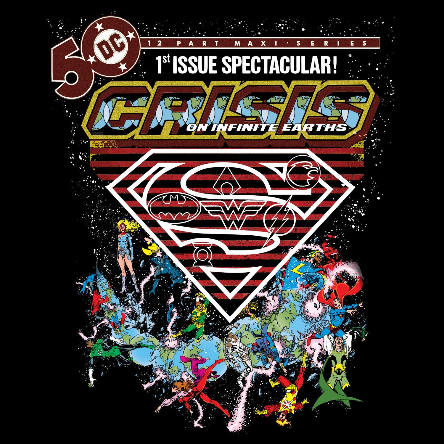 DC Comics Crisis Logo Justice League Official Women's T-shirt ()