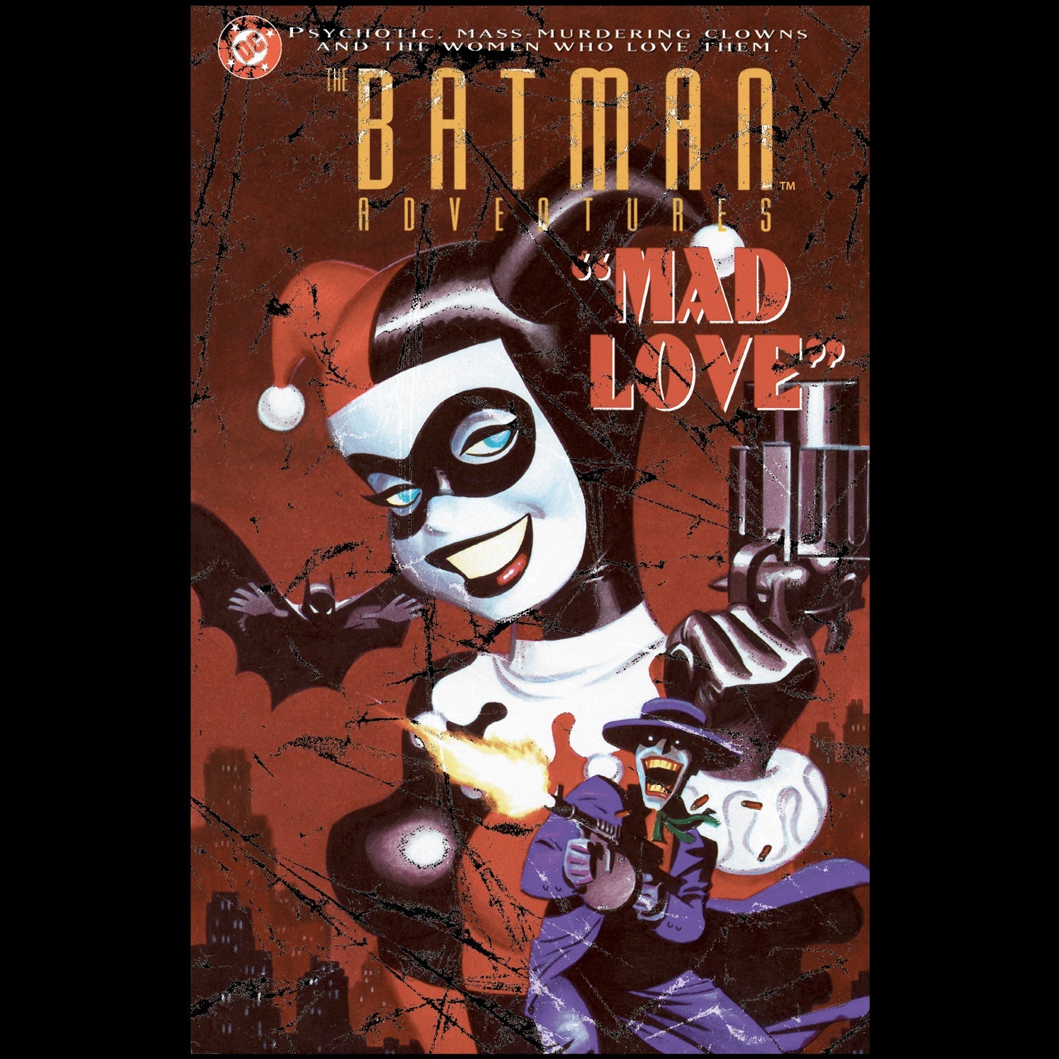 DC Comics Harley Quinn Cover Mad Love Retro Official Women's T-shirt ()
