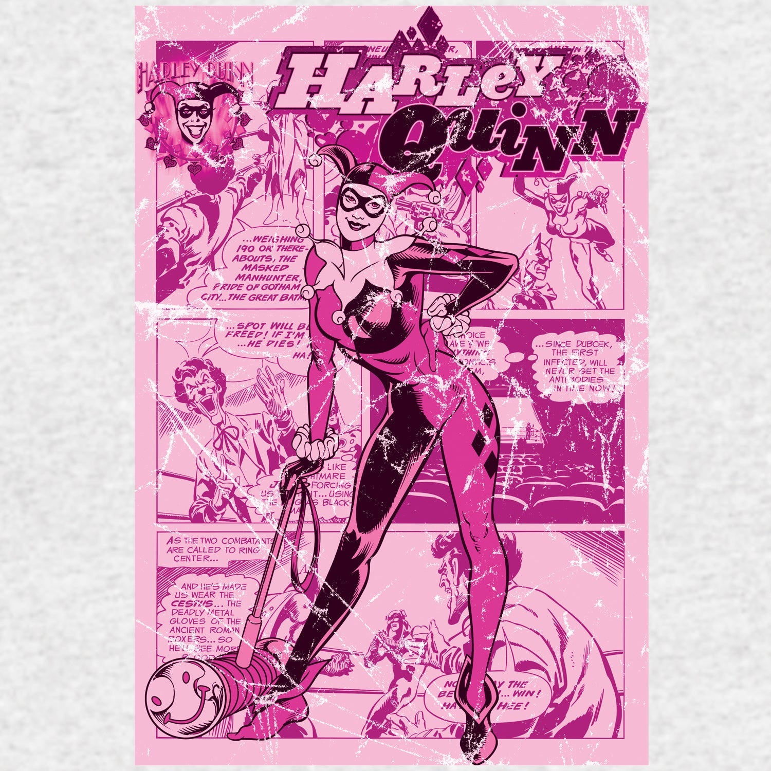 DC Comics Retro Harley Quinn Cover Strip Official Women's T-shirt ()