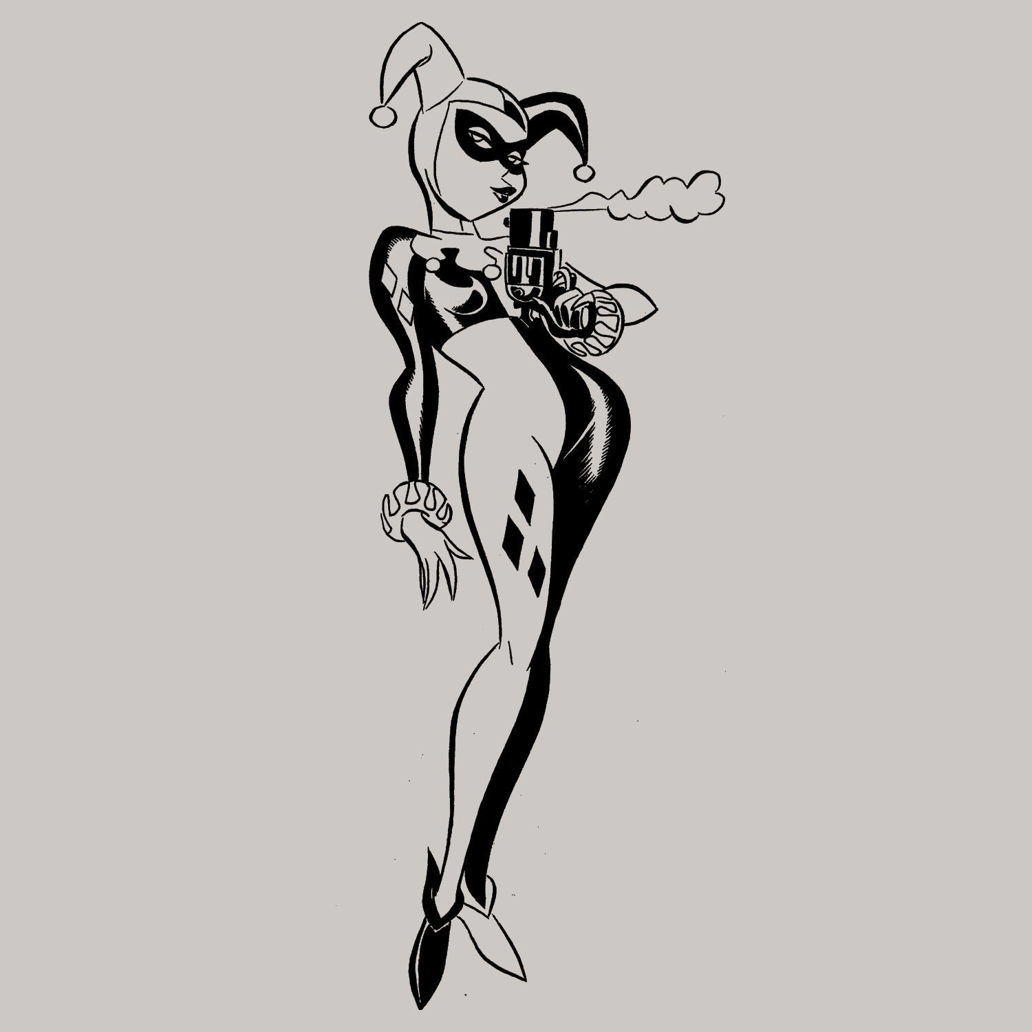 DC Comics Harley Quinn Character Smokin Bruce Timm Official Women's T-Shirt ()