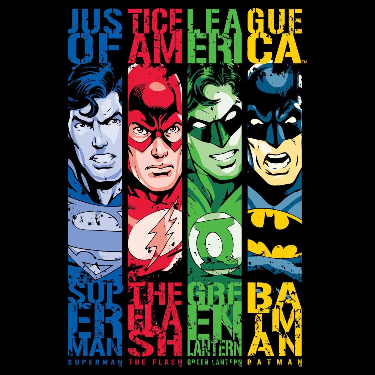 DC Comics Justice League Stripped Official Kid's T-Shirt ()
