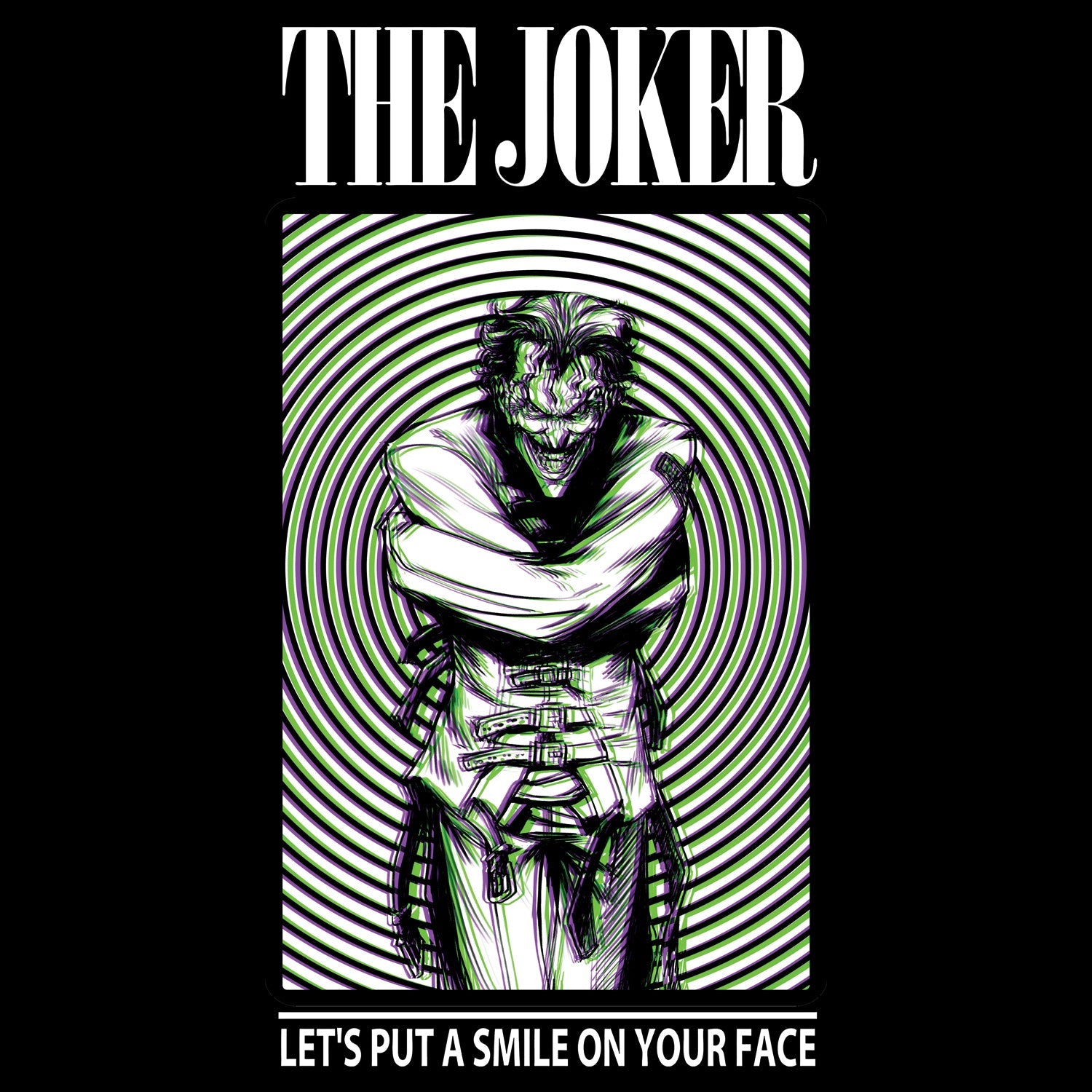 DC Comics Joker Poster Swirl Smile Official Men's T-Shirt ()