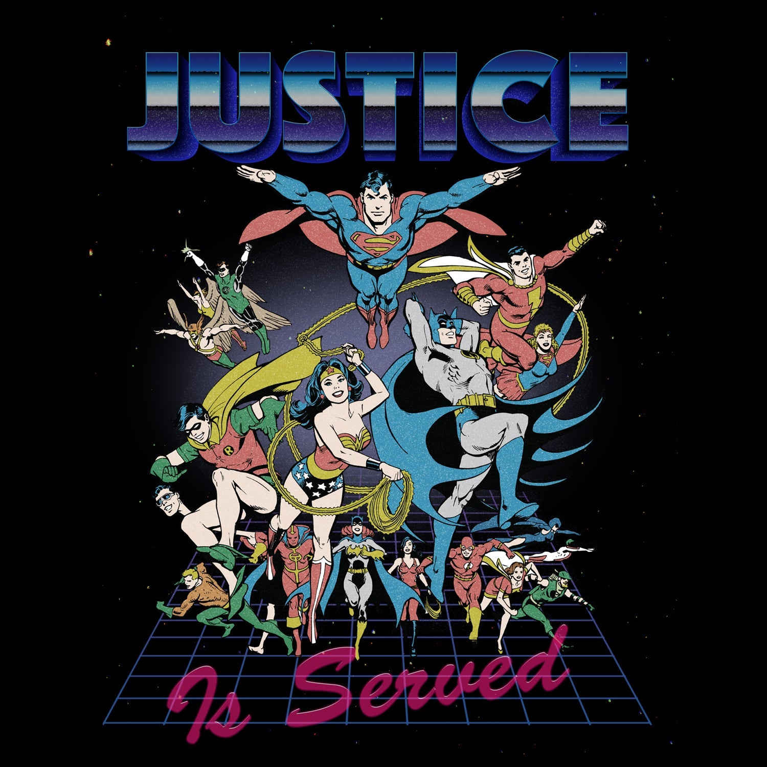 DC Comics Justice League Retro 80s Served Official Sweatshirt ()