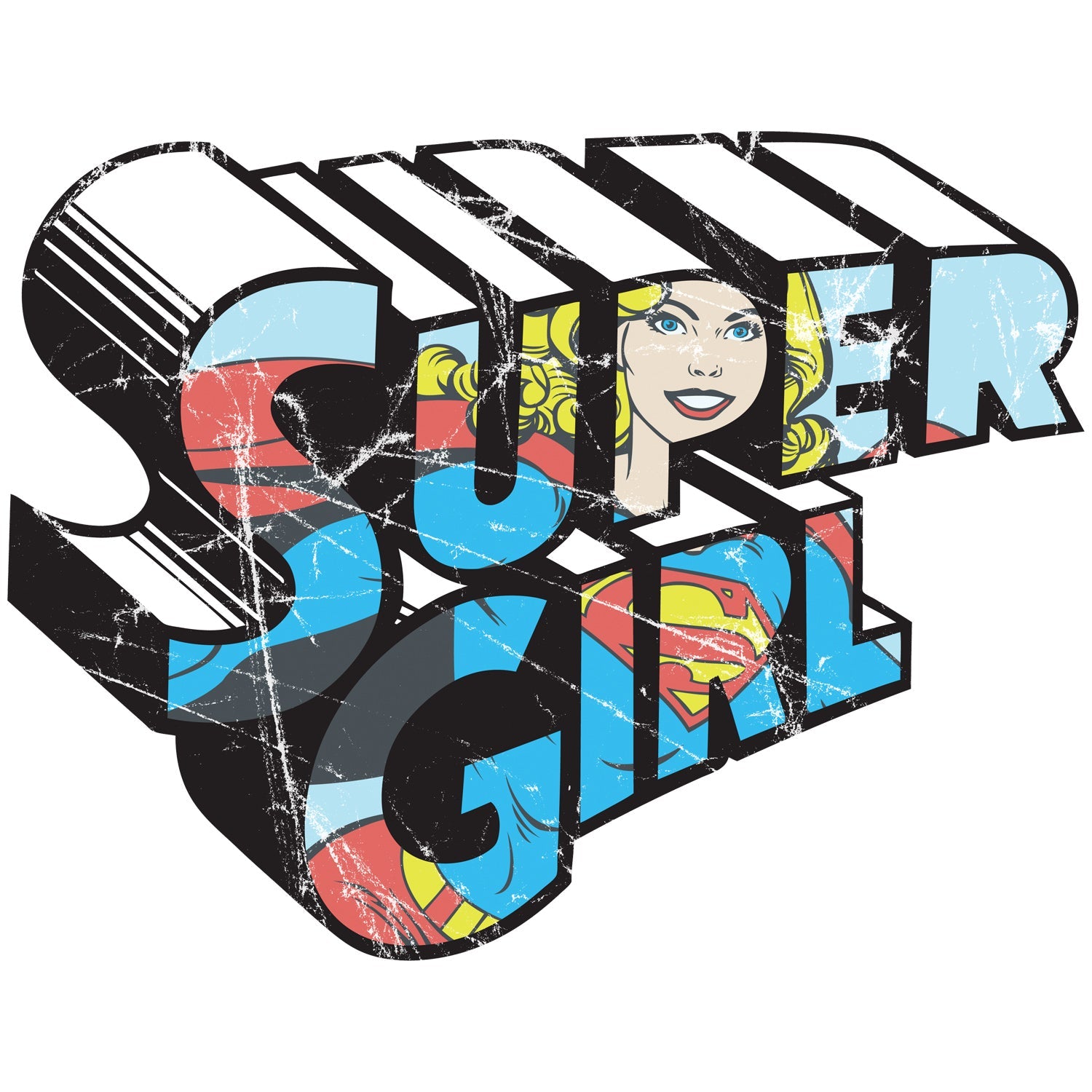 DC Comics Retro Supergirl Logo Character Distressed Official Women's T-shirt ()