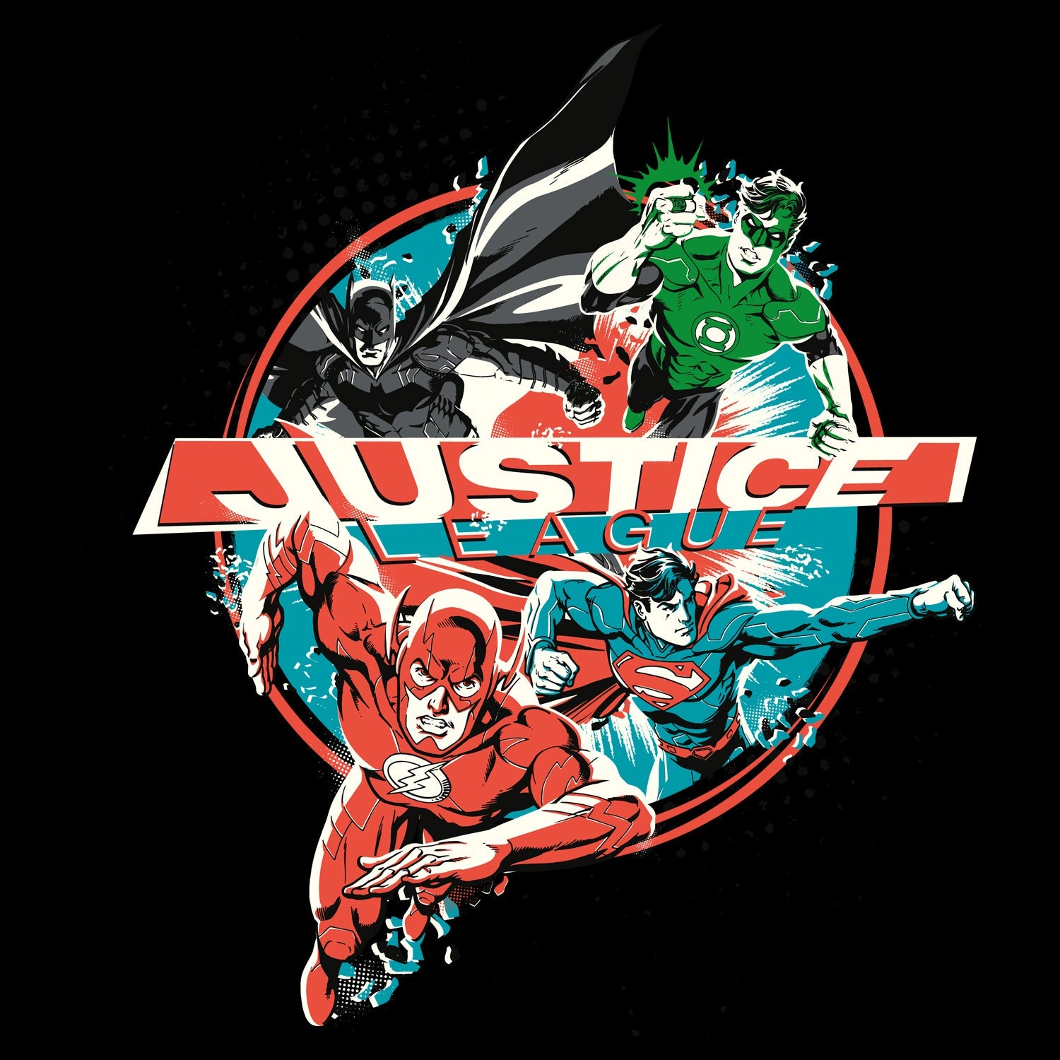 DC Comics Justice League Logo Group Action Official Kid's T-Shirt ()