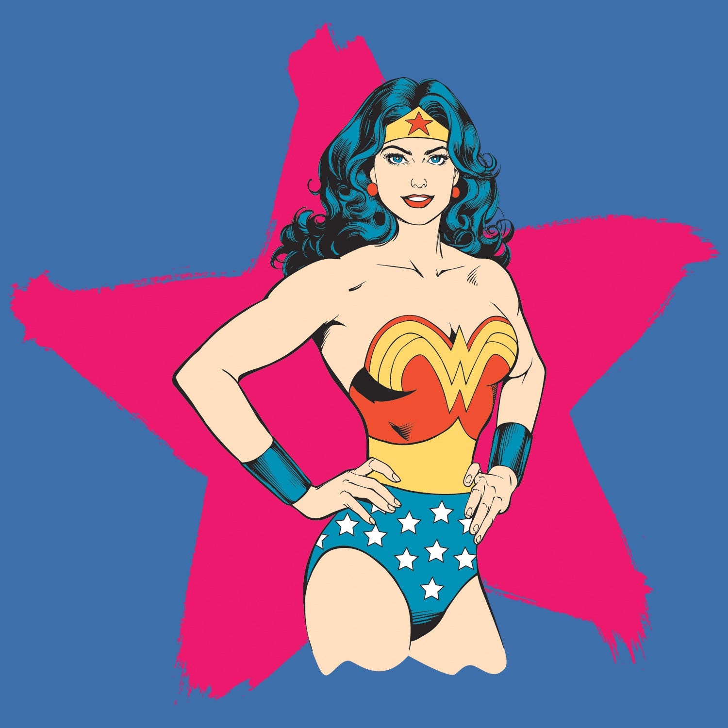 DC Comics Wonder Woman Character Spray Star Official Women's T-shirt ()