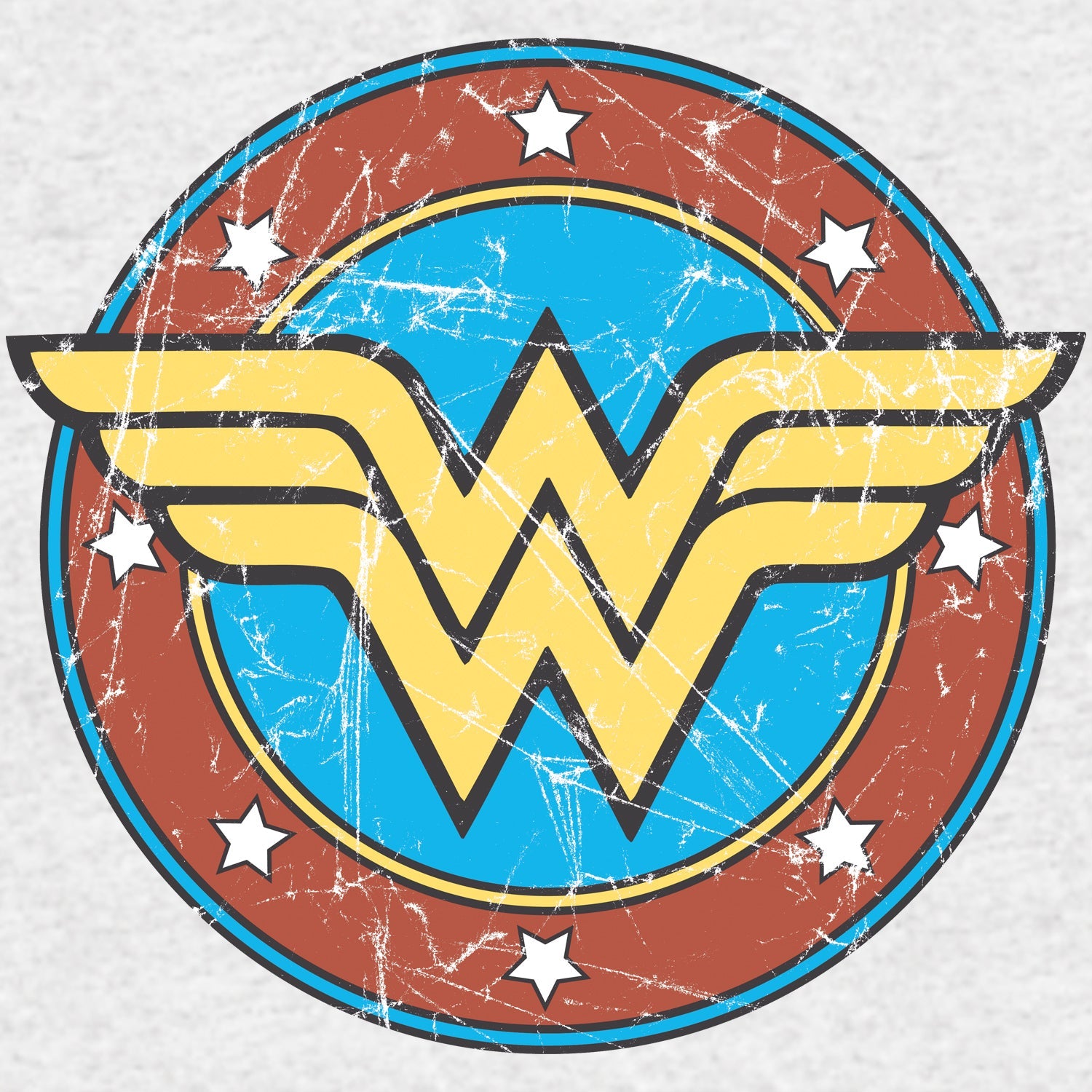 DC Comics Wonder Woman Logo Circle Distressed Official Women's T-shirt ()