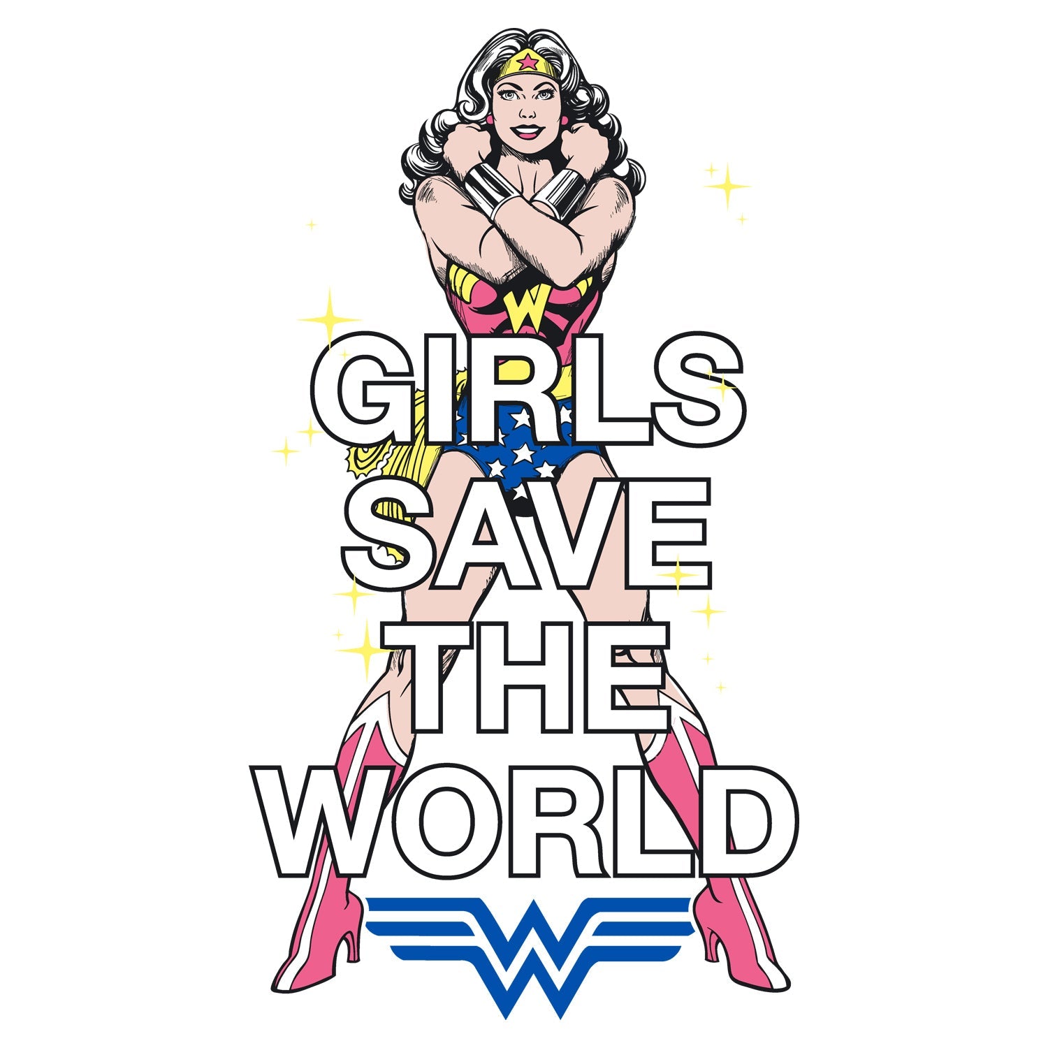 DC Comics Wonder Woman Girls Save World Official Kid's T-shirt ()