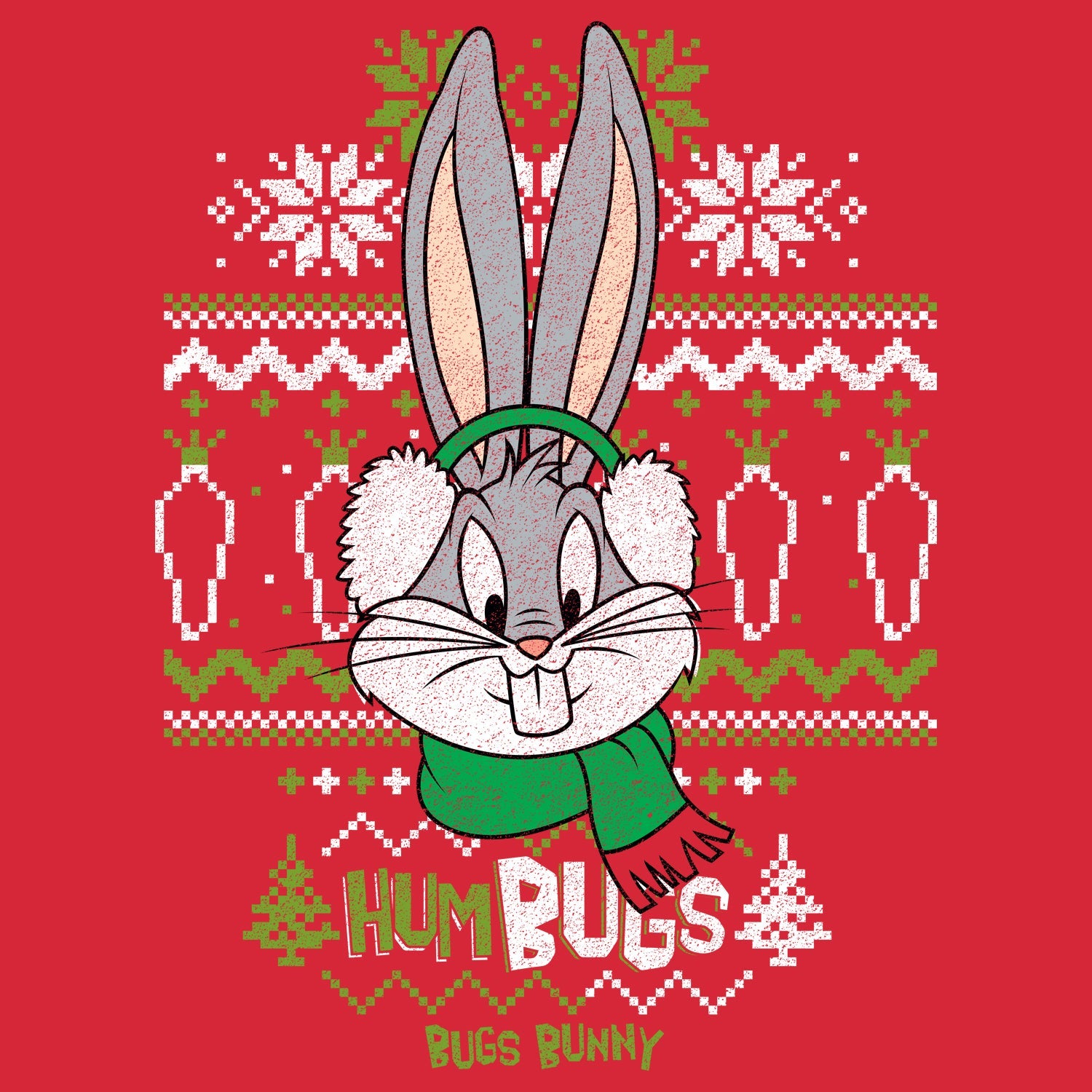 Looney Tunes Bugs Bunny Xmas HumBugs Official Men's Sweater ()