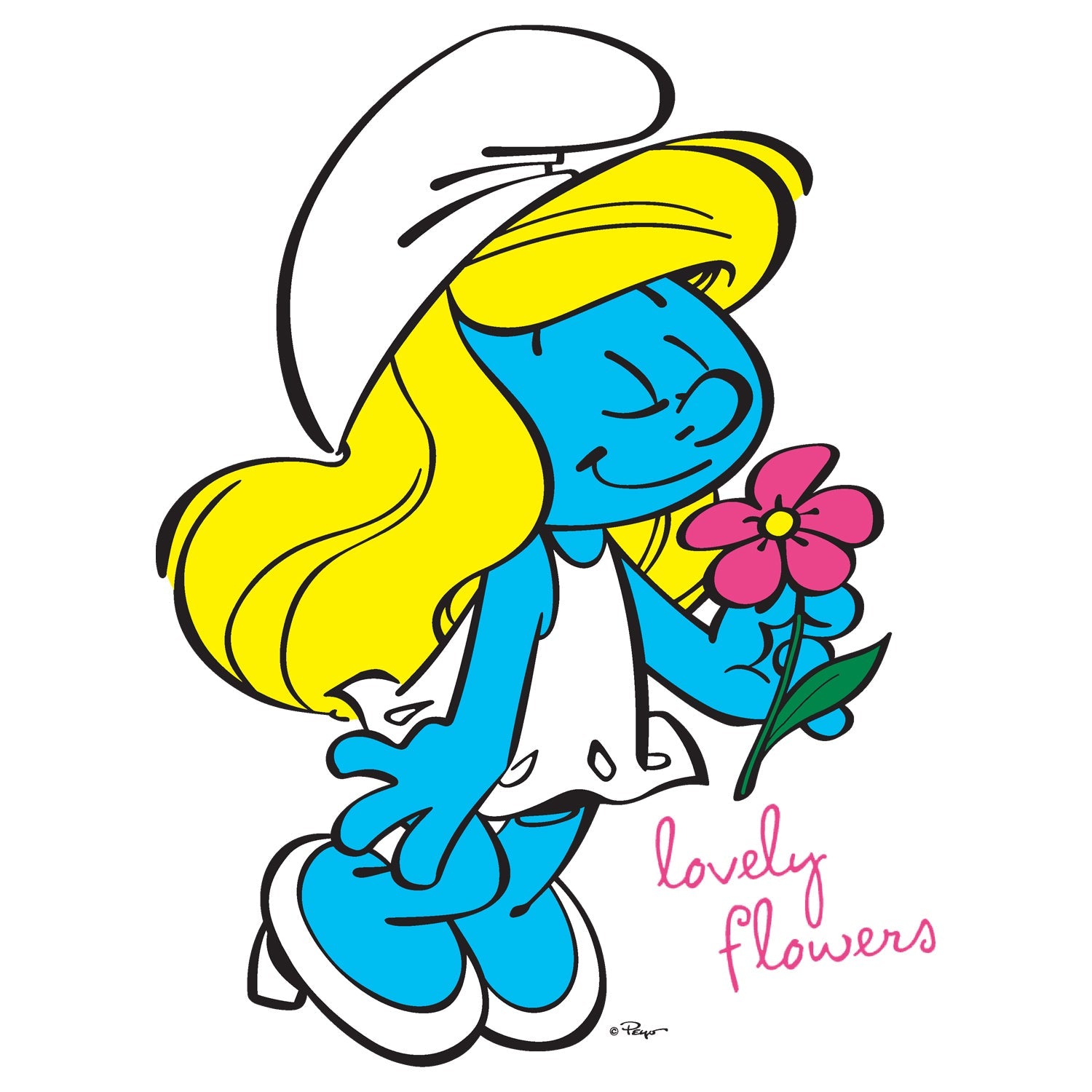 The Smurfs Smurfette Flowers Official Kid's T-Shirt ()