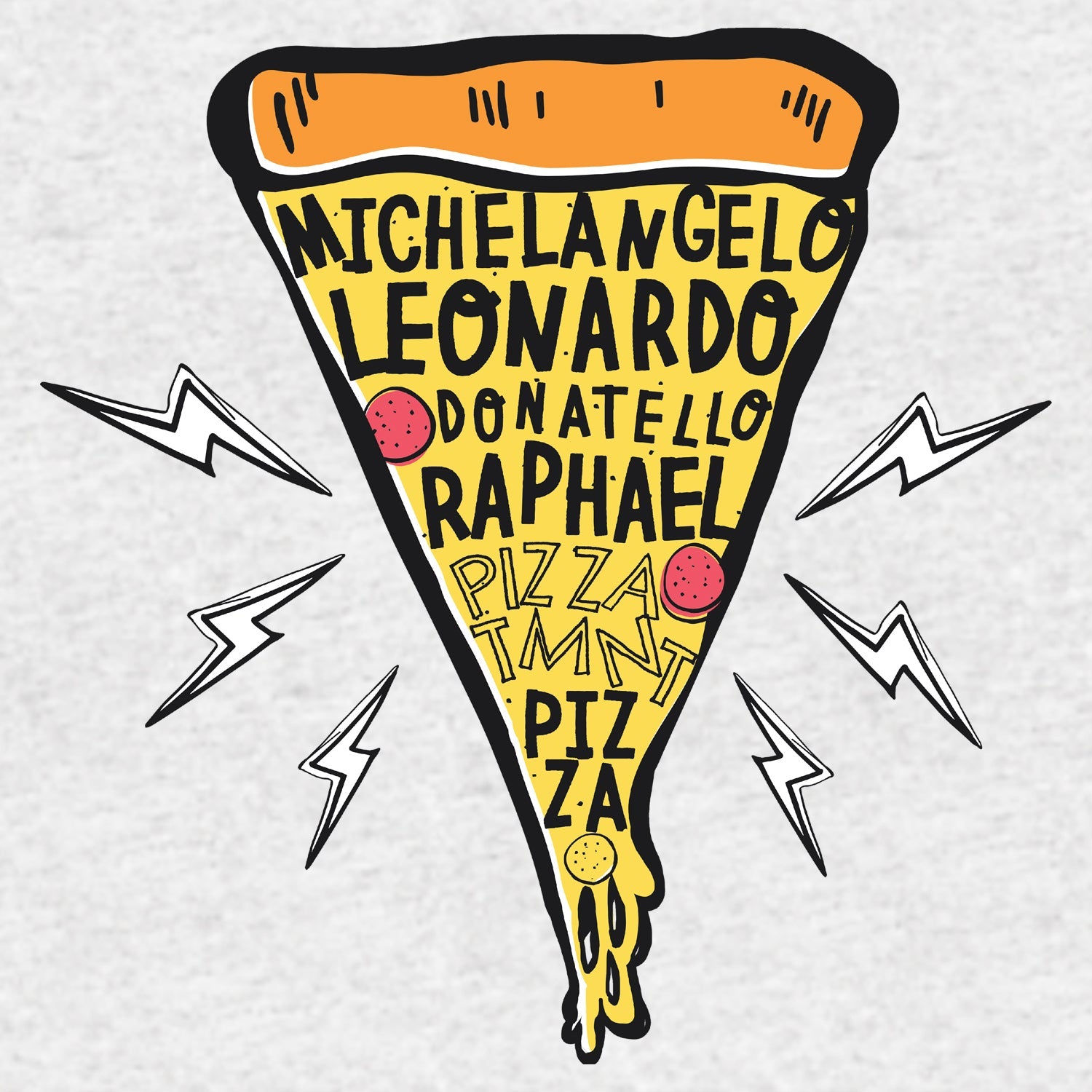 TMNT Pizza Slice Names Official Men's T-shirt ()
