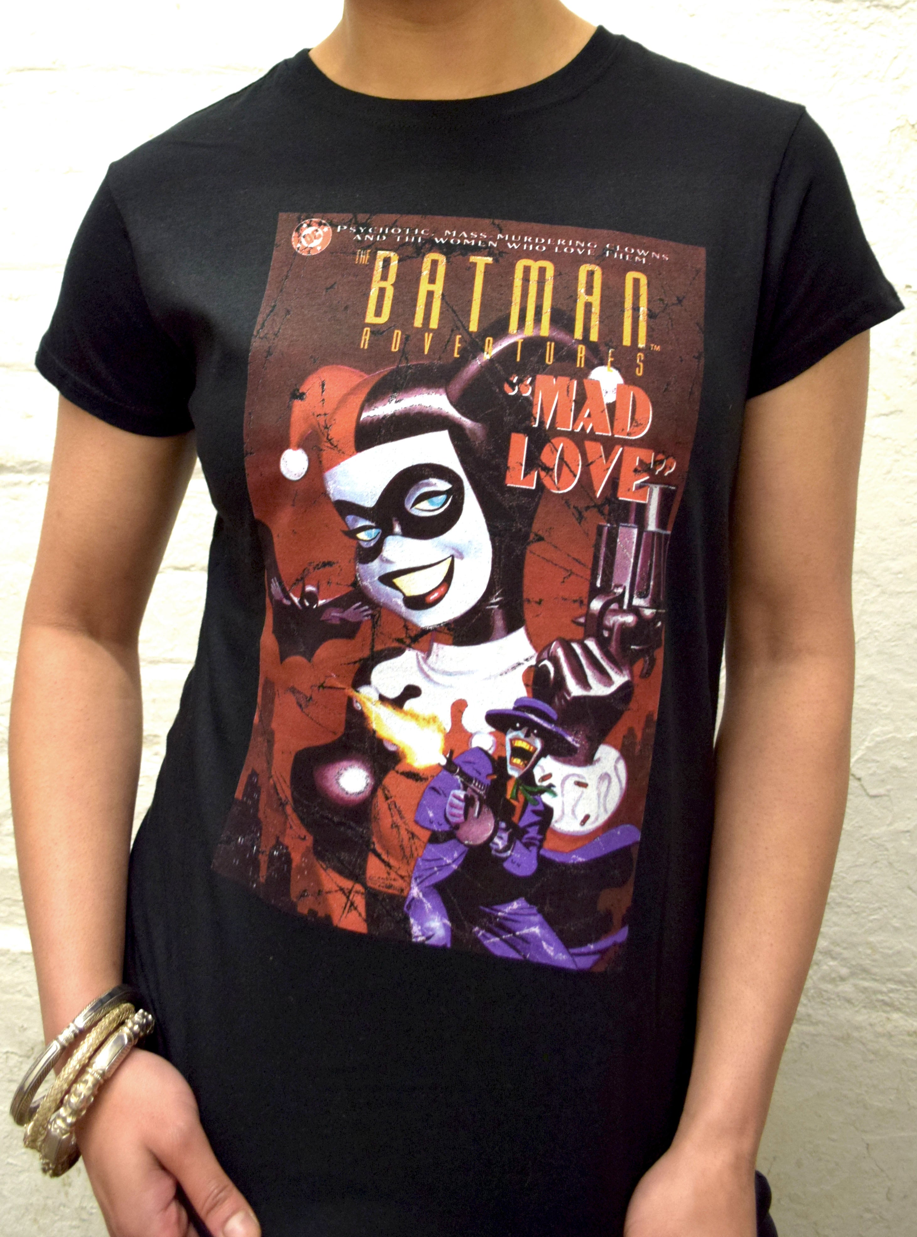 DC Comics Harley Quinn Cover Mad Love Retro Official Women's T-shirt ()