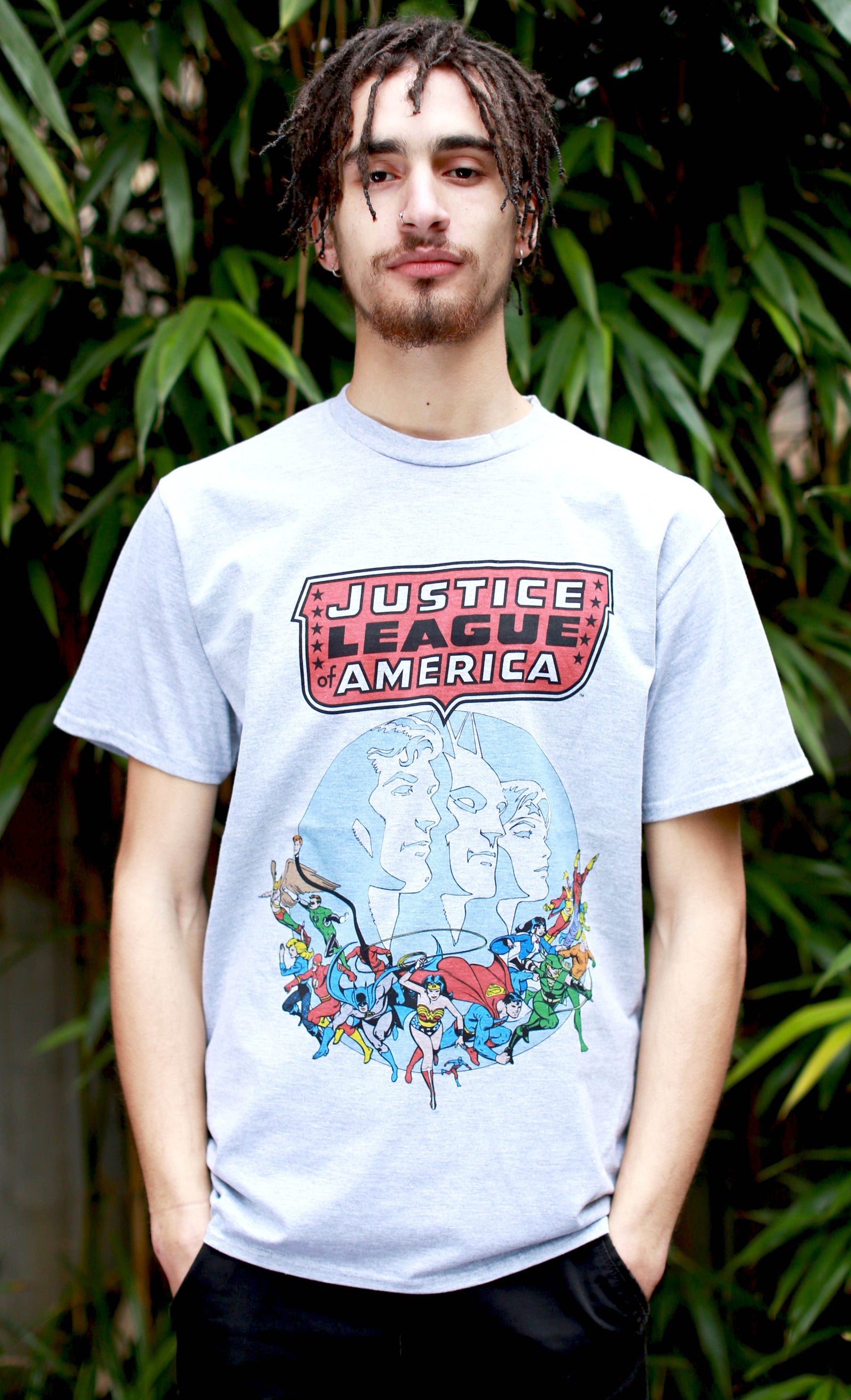 DC Comics Justice League America Splash Silver Age Official Men's T-shirt ()