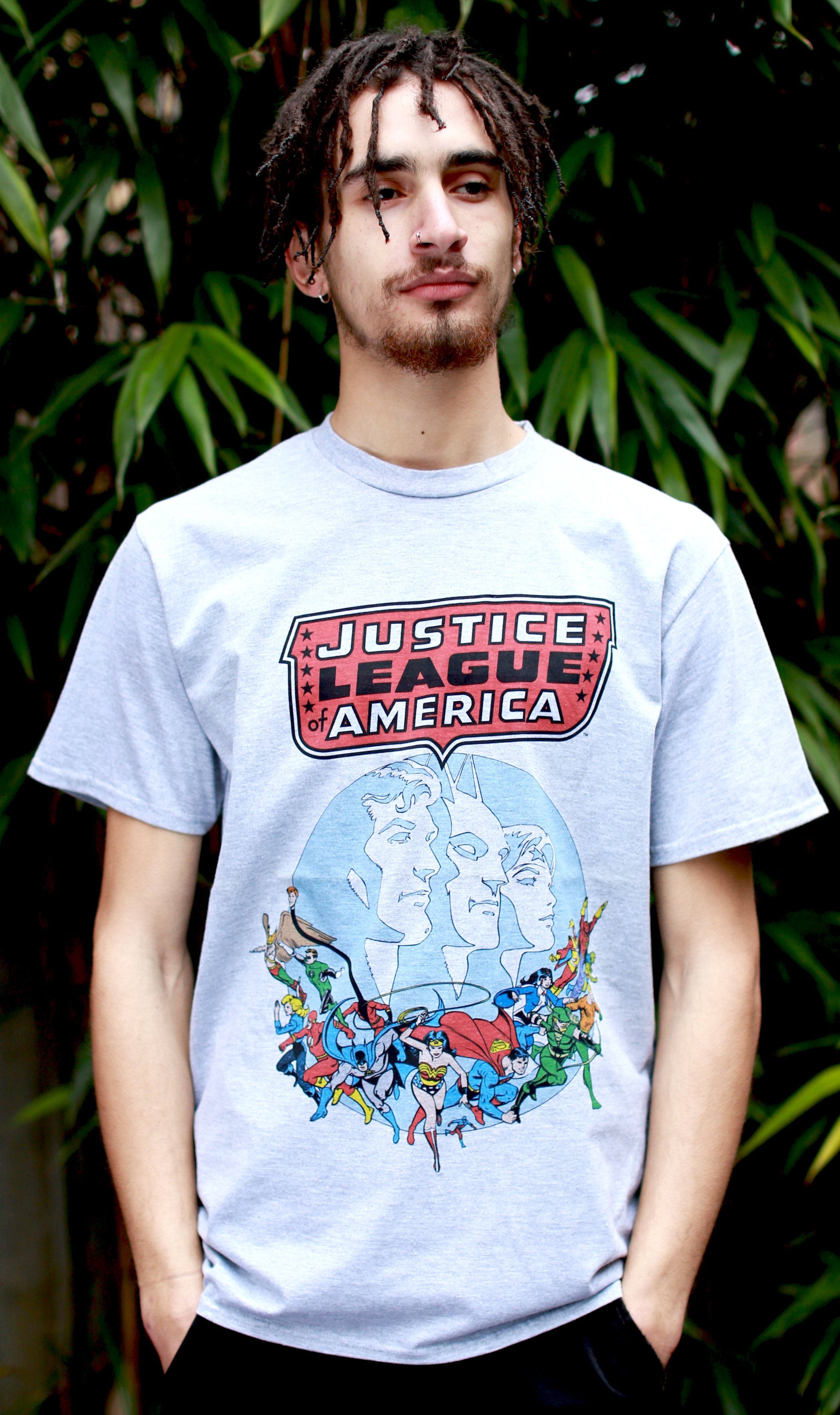 DC Comics Justice League America Splash Silver Age Official Men's T-shirt ()
