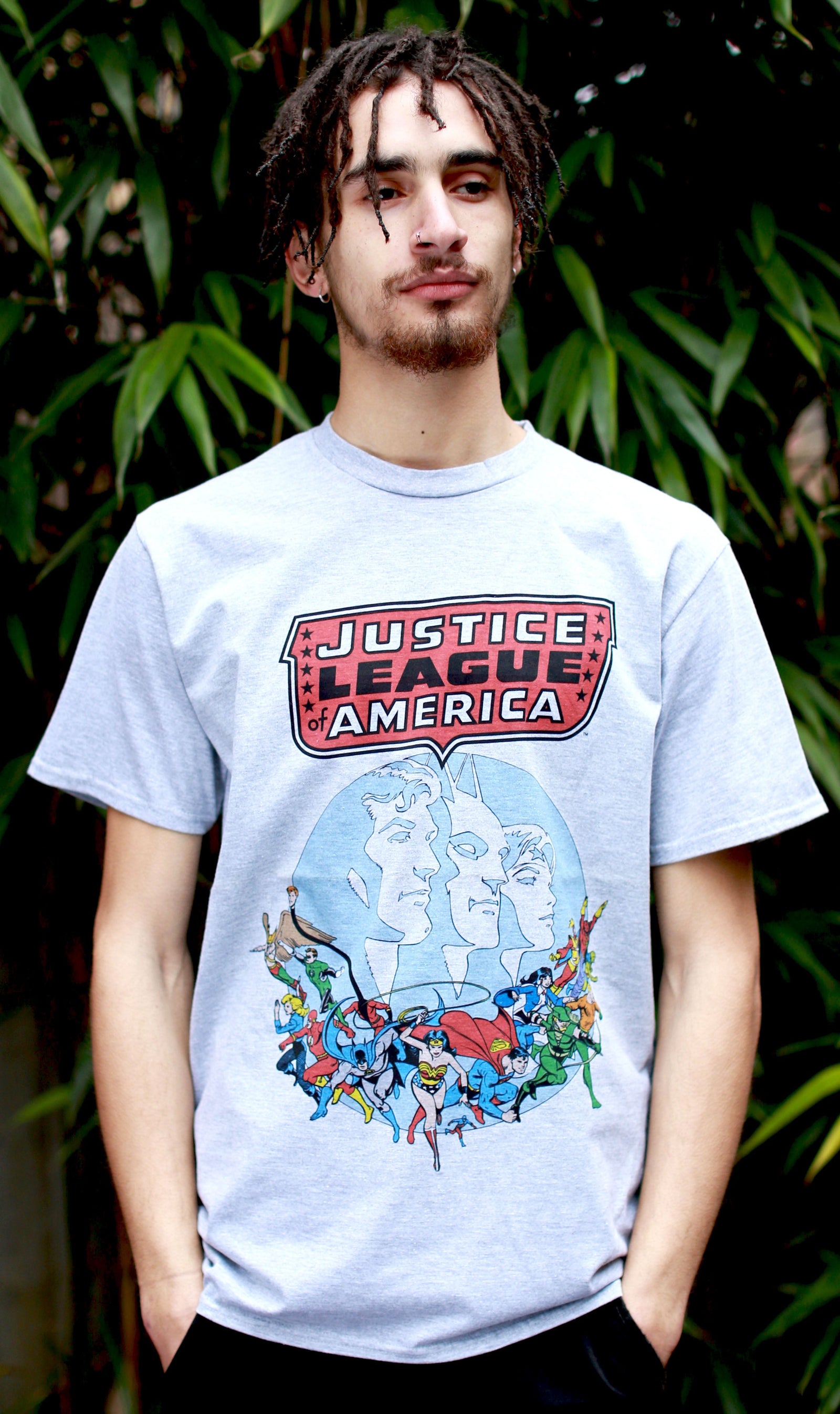 DC Comics Justice League America Splash Silver Age Official Men's T-shirt ()