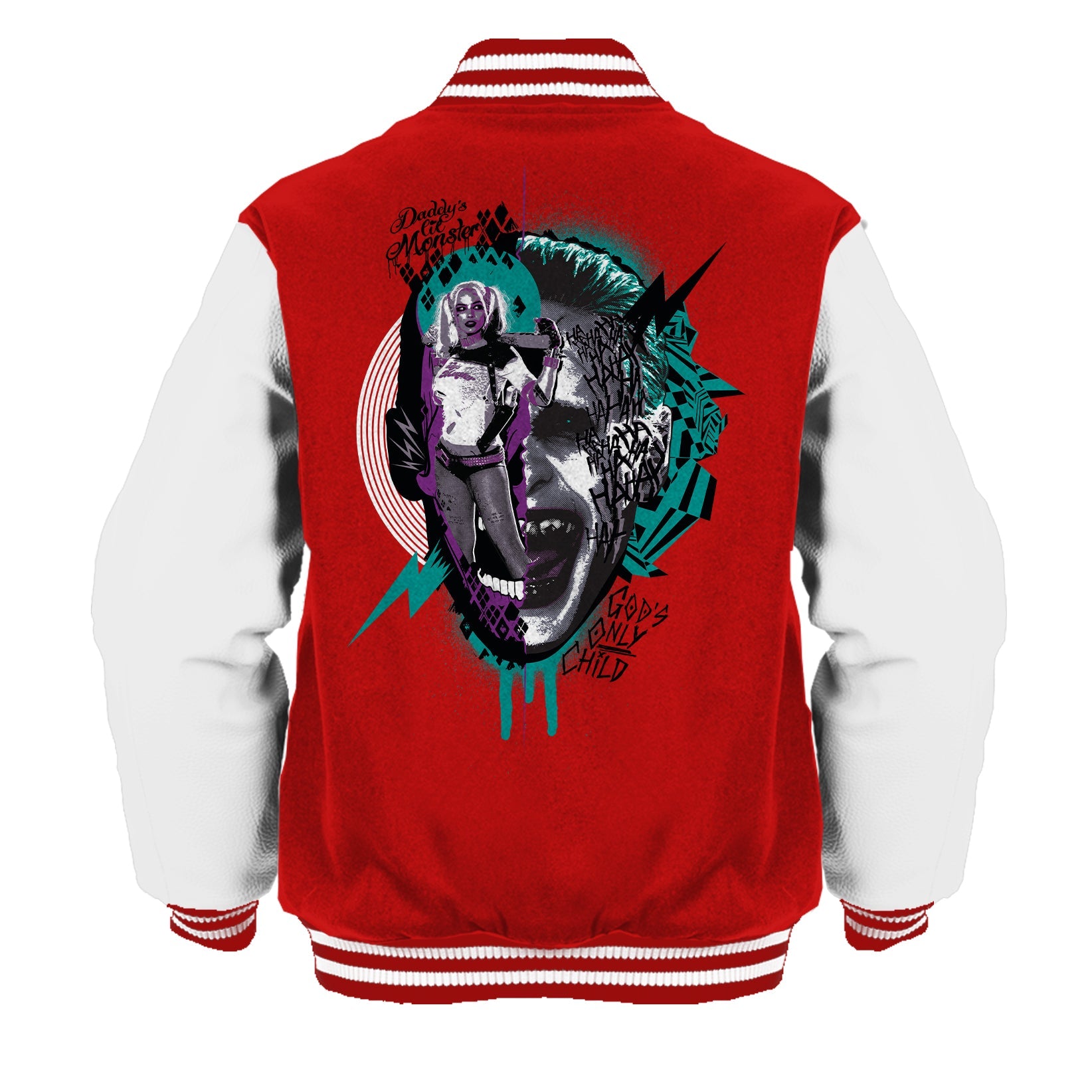 DC Comics Suicide Squad Joker-Harley Quinn Collage Official Varsity Jacket ()