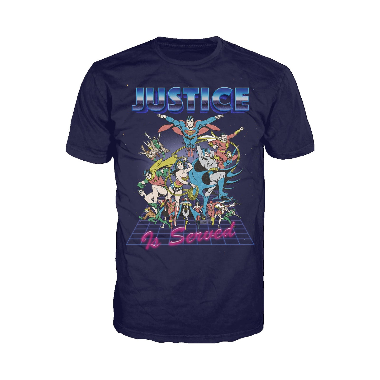 DC Comics Justice League Retro 80s Served Official Men's T-shirt