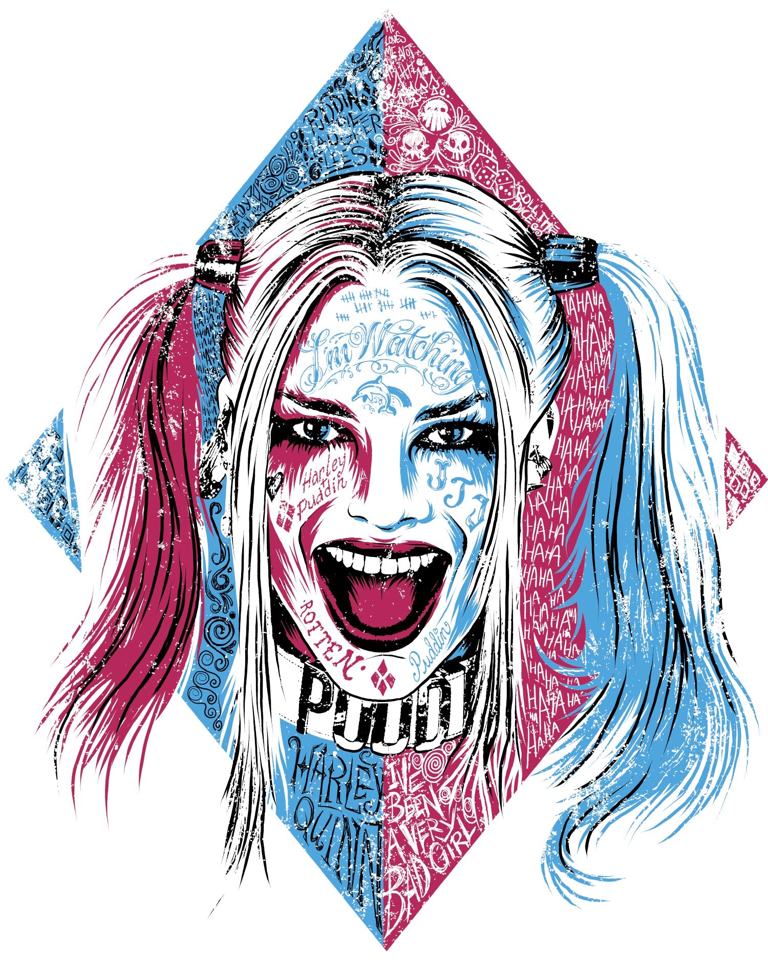 DC Comics Suicide Squad Harley Quinn Lil Face Official Men's T-Shirt ()